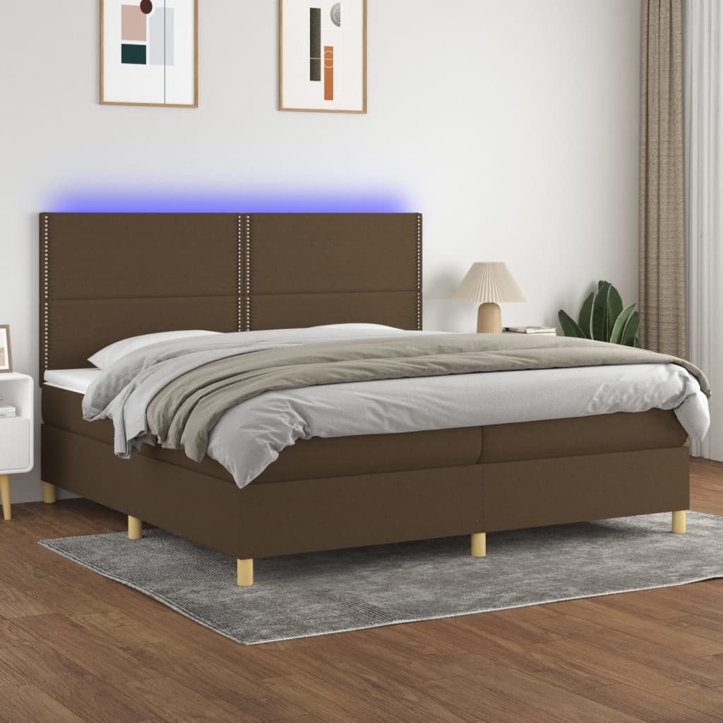 vidaXL Boxspringbett Boxspringbett mit Matratze LED Dunkelbraun 200x200 cm günstig online kaufen