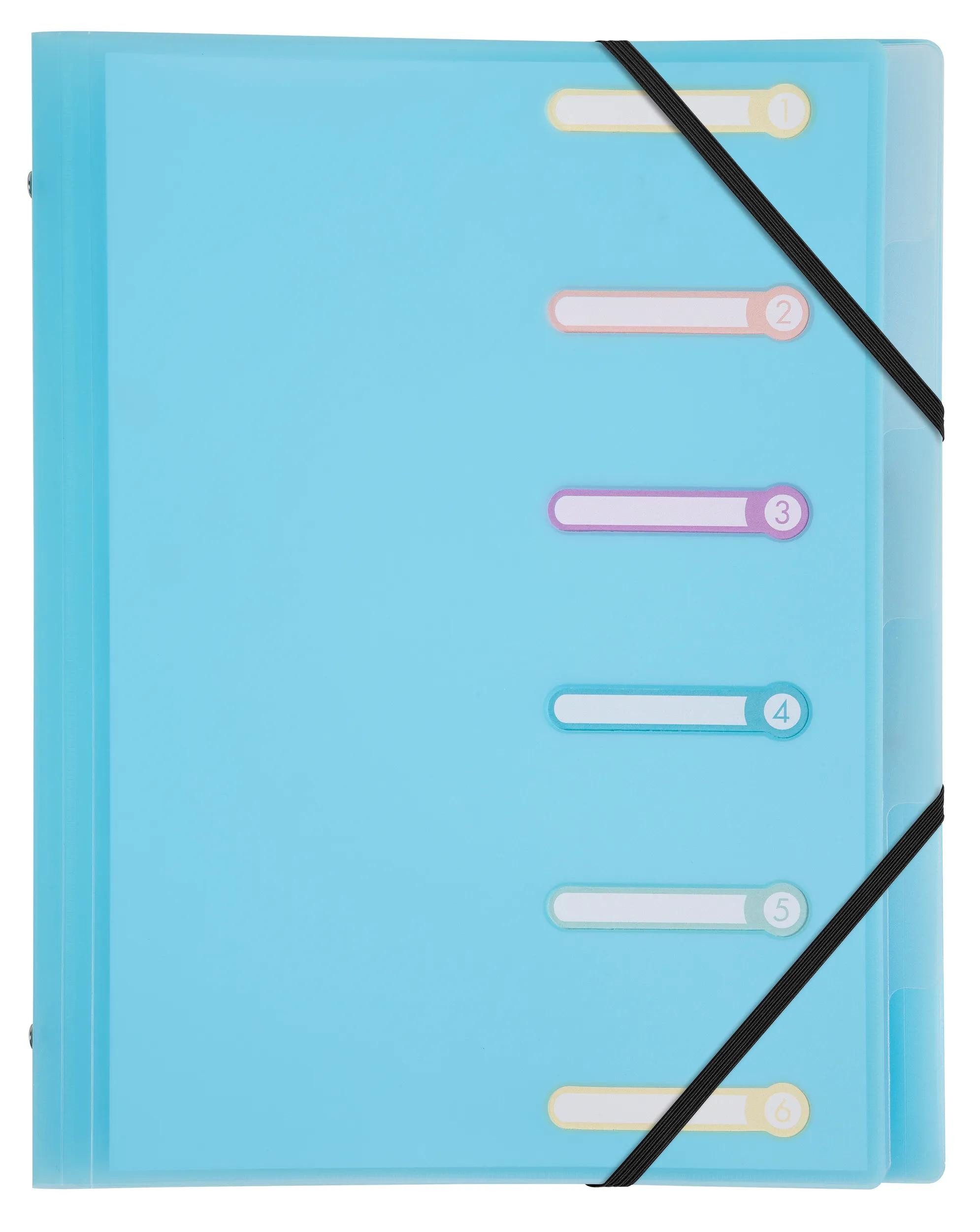 EXACOMPTA Fächermappe 10x Fächermappe A4 PP + Gummizug 3 Klappen 6 Fächern sortiert 56170E, PP gehefte Ordnungsmappe