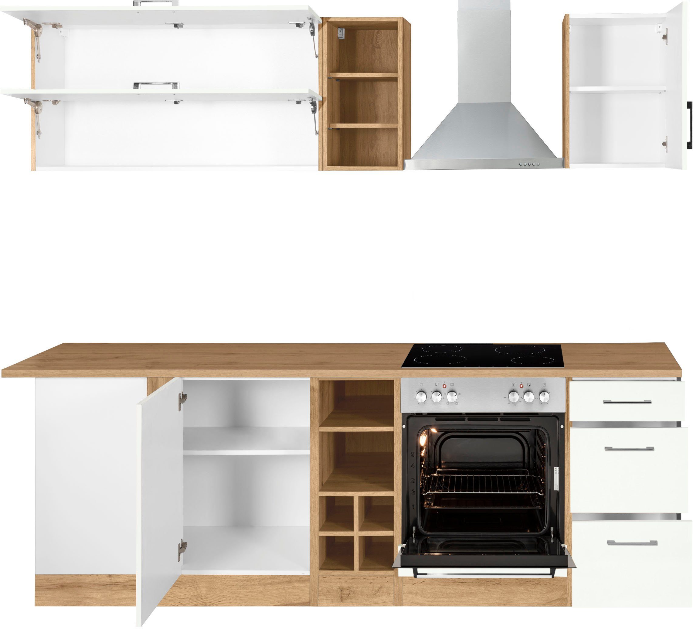 KOCHSTATION Winkelküche KS-Colmar, mit E-Geräten, Stellbreite 210/240 cm