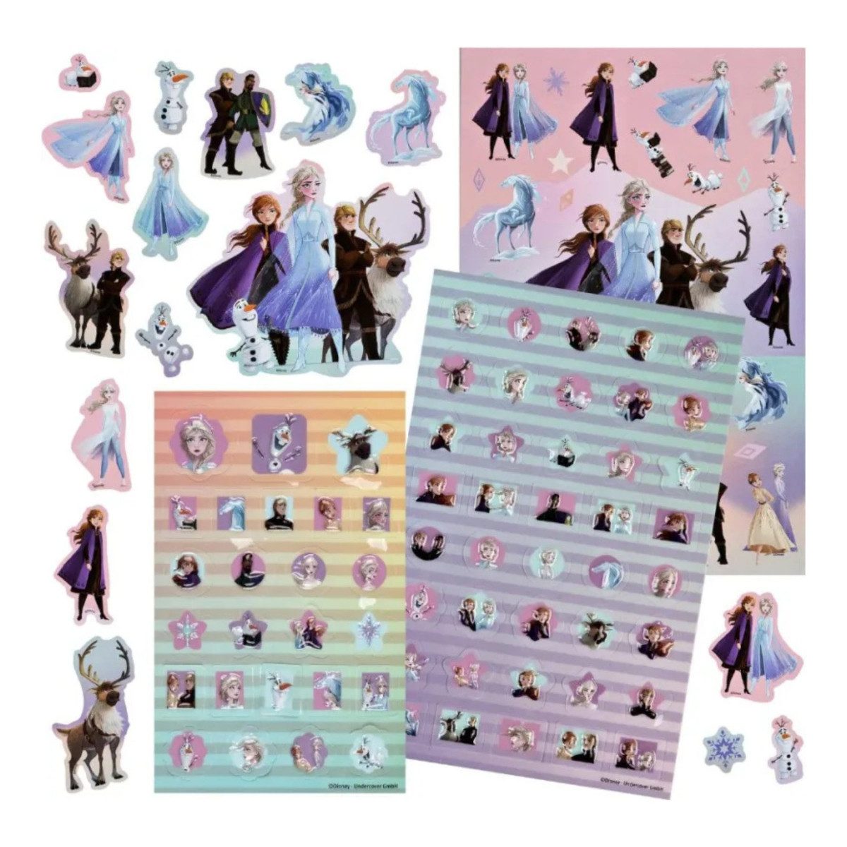 Disney Frozen Aufkleber Sticker Set 500 Stück Aufkleber Mehrfarbig Basteln Dekoration Schule, (Packung, 500tlg)