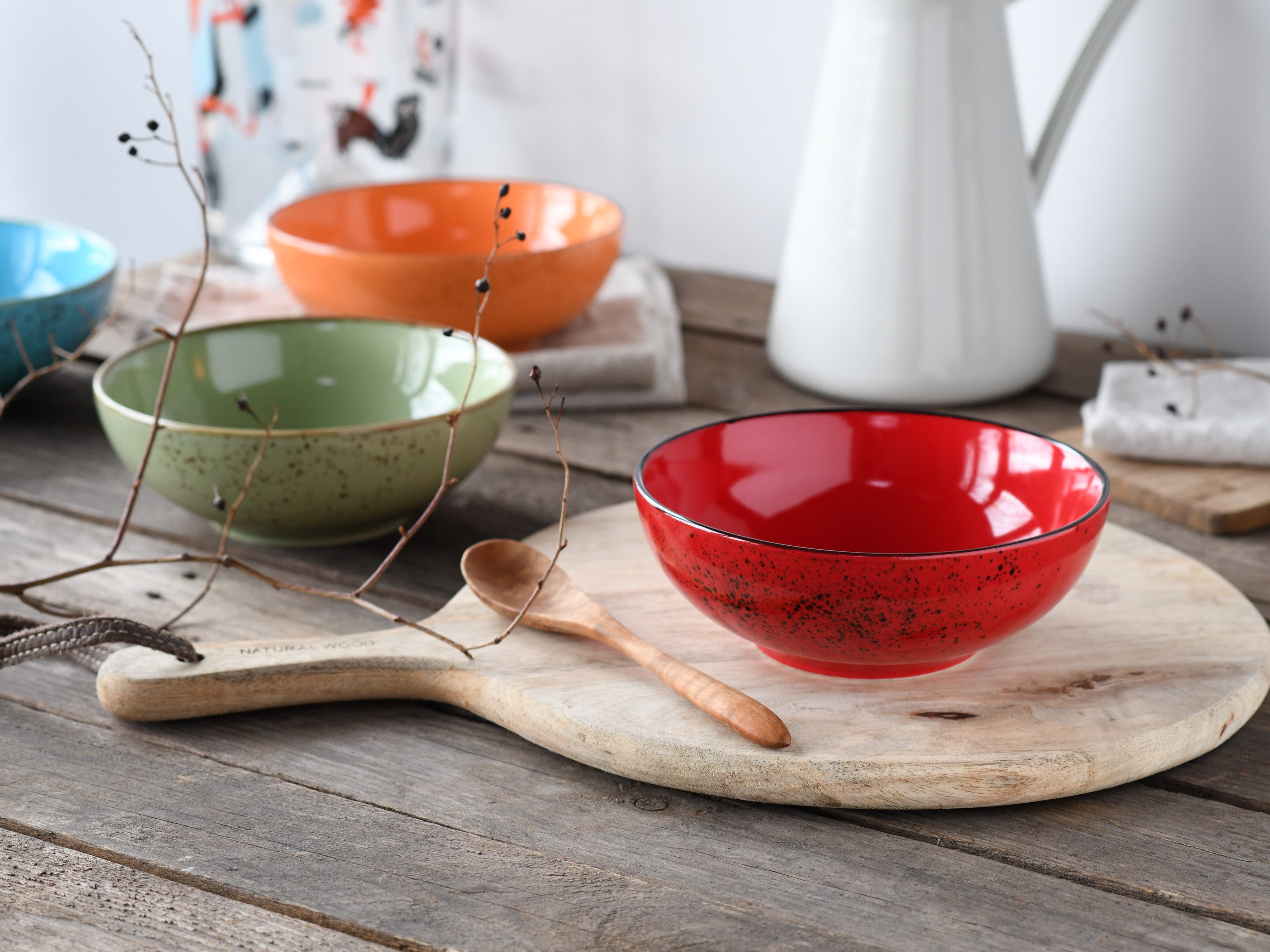 CreaTable Schale Nature Collection, Smoothie Bowl 4-tlg, Steinzeug, (Set, 4-tlg), Handwerklicher Look, Vintage