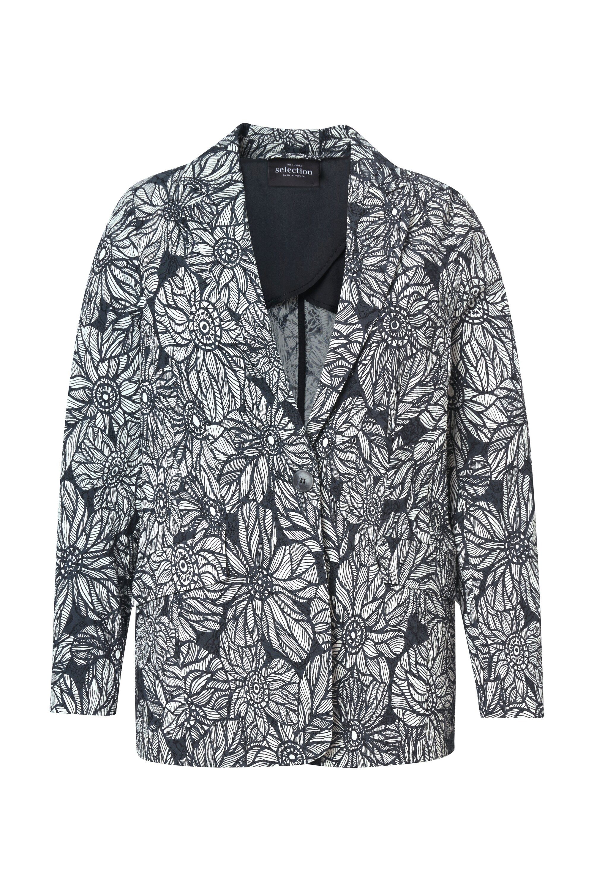 Ulla Popken Blusenblazer Blazer Jacquardmuster Reverskragen Langarm