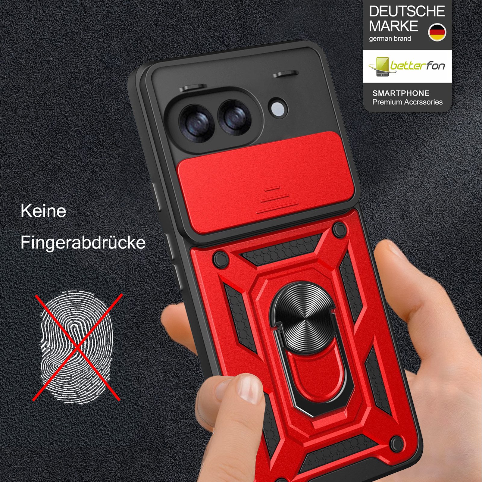 betterfon Handyhülle Panzer für Google Pixel 10a - Outdoor Case mit Kameraschutz, Outdoorhülle mit Ringhalter Smartstand und Silikonkern – Bild 2 von 5
