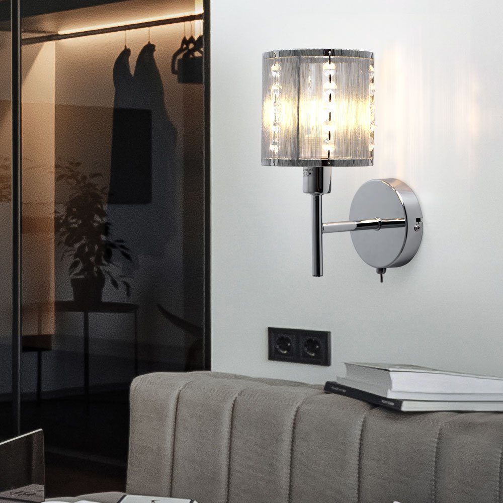 Wandleuchte, inklusive, Leuchte Wohn Zimmer Design Beleuchtung Leuchtmittel Warmweiß, Kristall im- Chrom Lampe LED etc-shop Wand