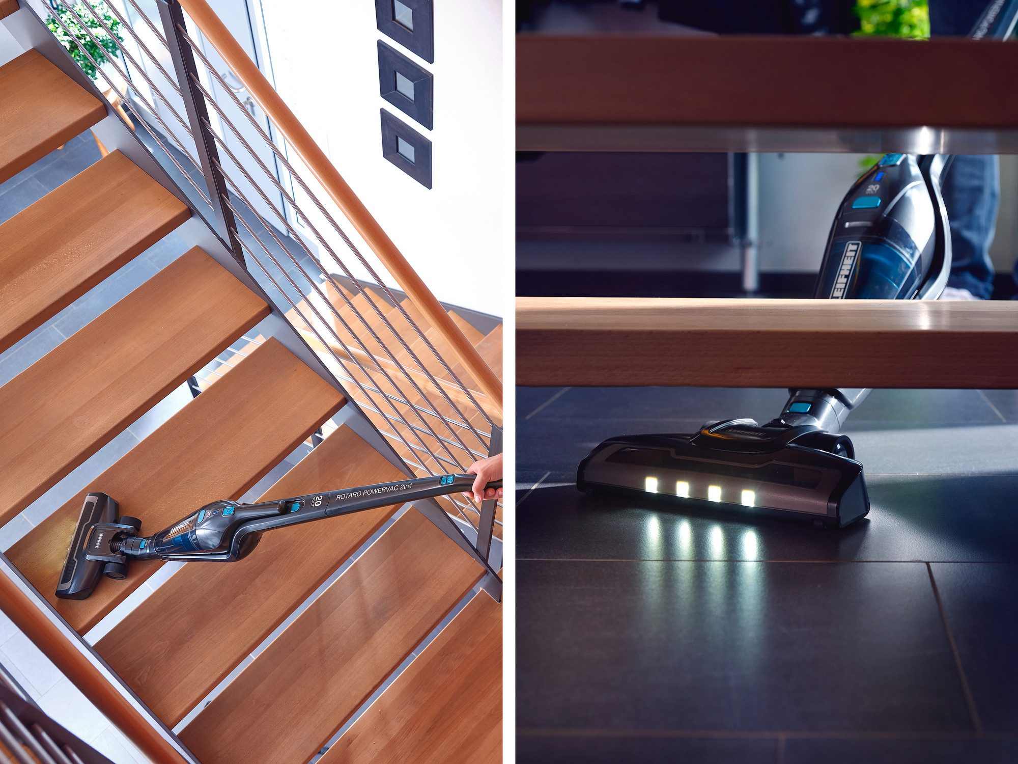 Leifheit Stielstaubsauger Rotaro PowerVac 2in1 20 V, 100 W, Boden- und Handsauger, bis 40 Minuten Laufzeit, kabellos, beutellos