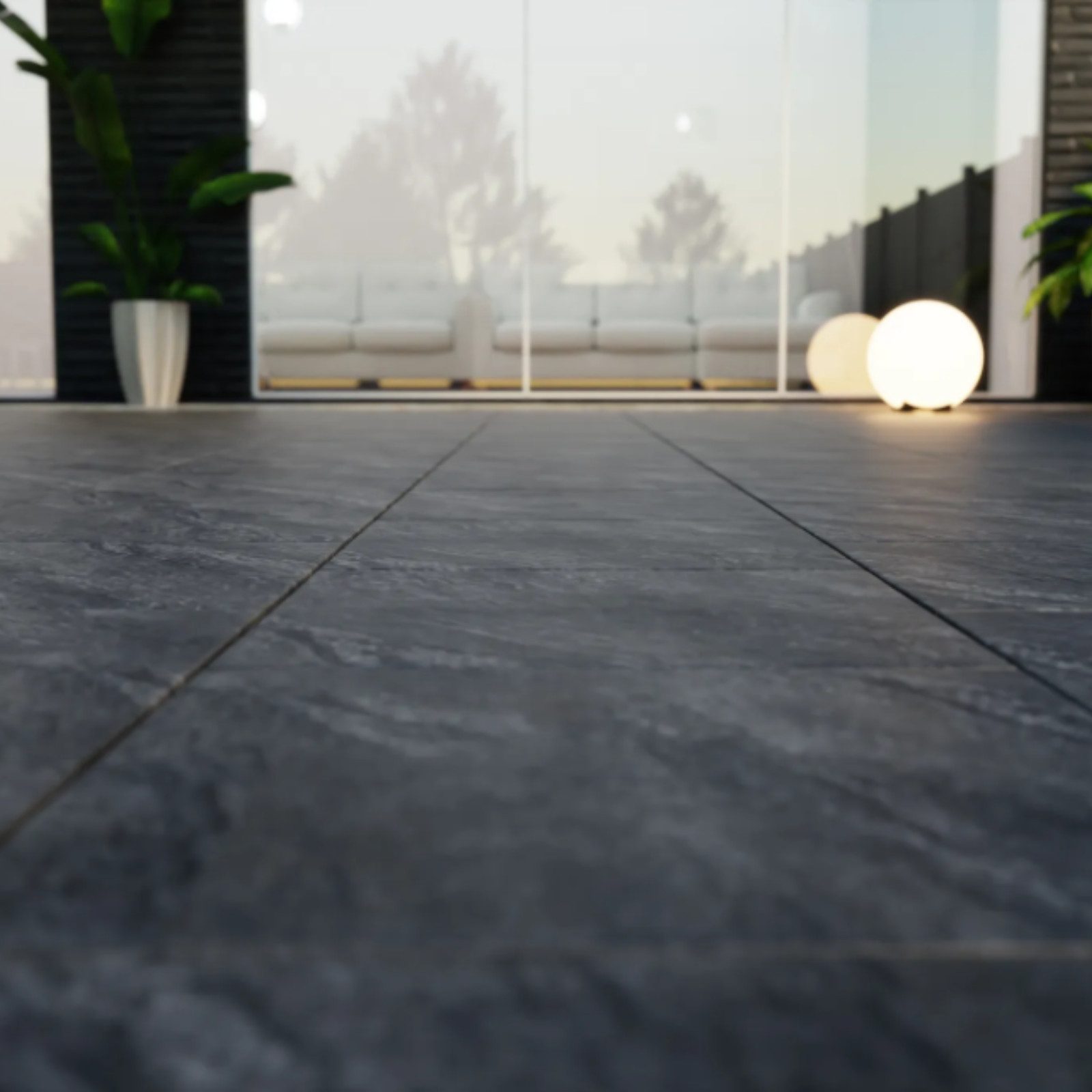 HORI Terrassenplatte HORI Terrassenplatten Feinsteinzeug Steinoptik, Boden für Outdoor, Feinsteinzeug 60x60, Anthrazit, Feinsteinzeug, Massiv, Rutschhemmend