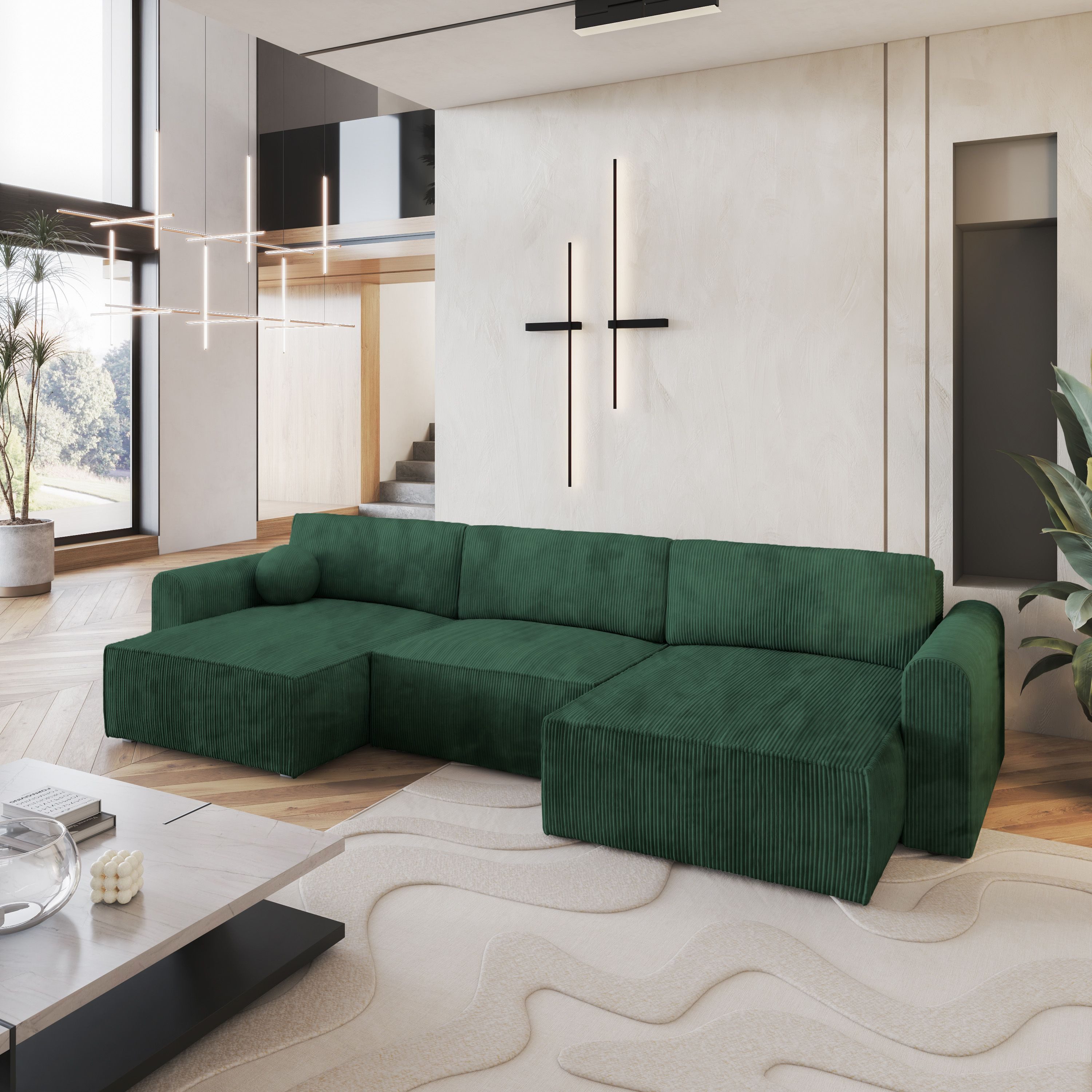 Masseno Ecksofa FENTO mit Schlaffunktion U-Form, Sofa mit Bettkasten