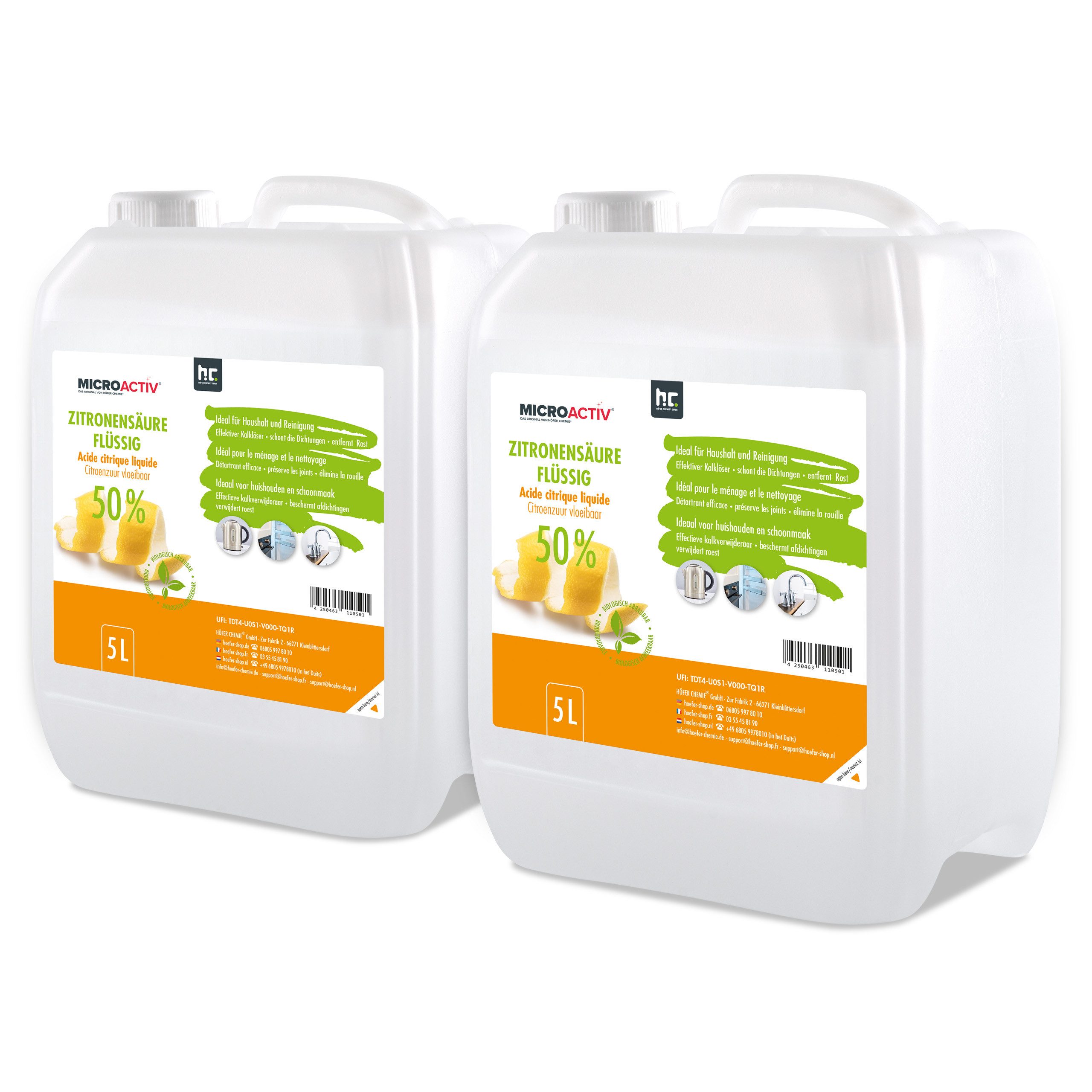 2x 5 L Zitronensäure 50% flüssig Grundreiniger