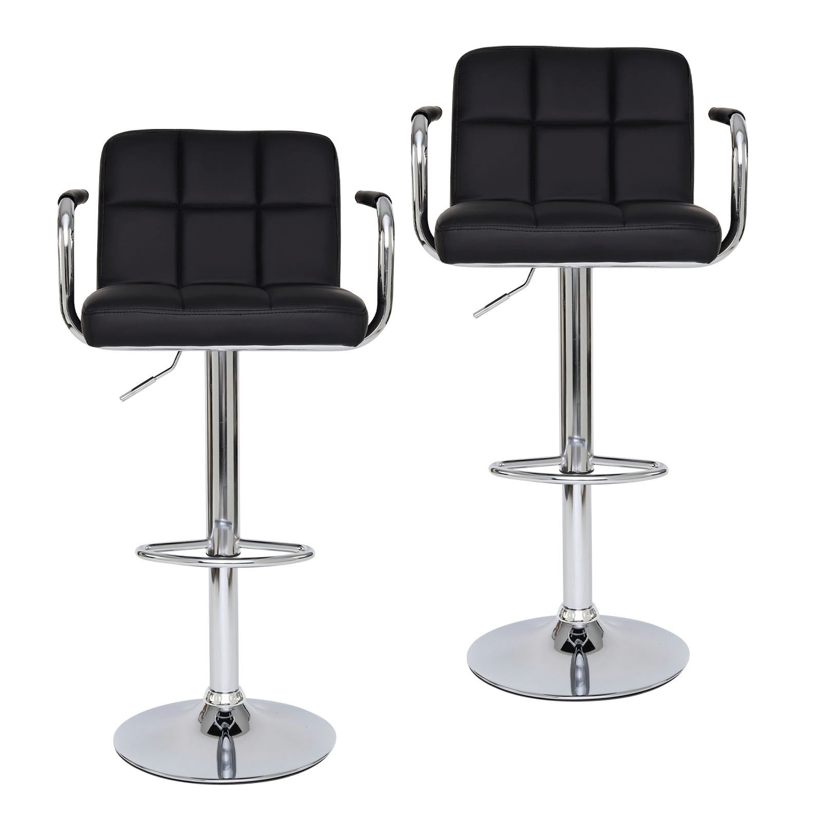 dibea Barhocker Modell 5, 360° drehbar bis 130 kg (2er Set), stufenlos höhenverstellbar, Fußablage