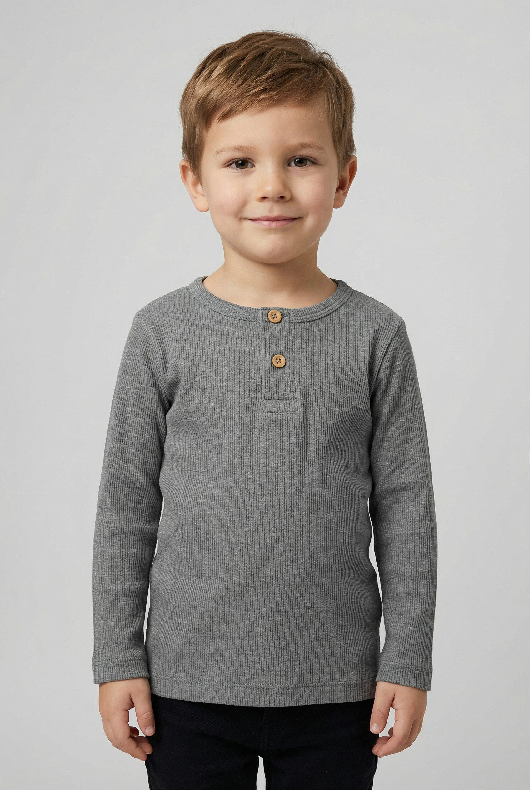 Name It Langarmshirt NMMKAB LS TOP NOOS Im Henley-Stil - mit kurzer Knopfleise, normal geschnitten