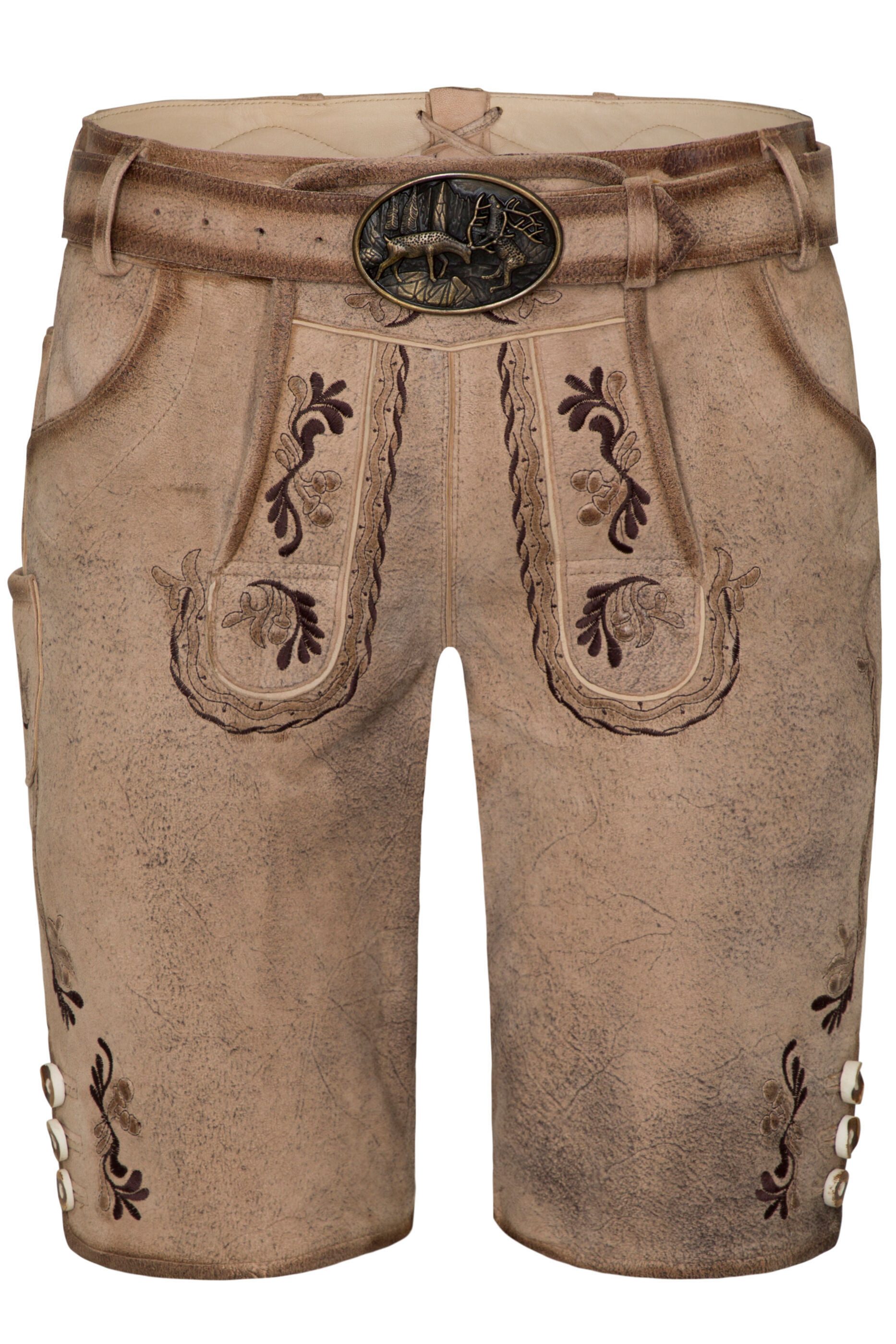 Spieth & Wensky Shorts Fredo mit Gürtelschließe mit Hirschmotiv günstig online kaufen