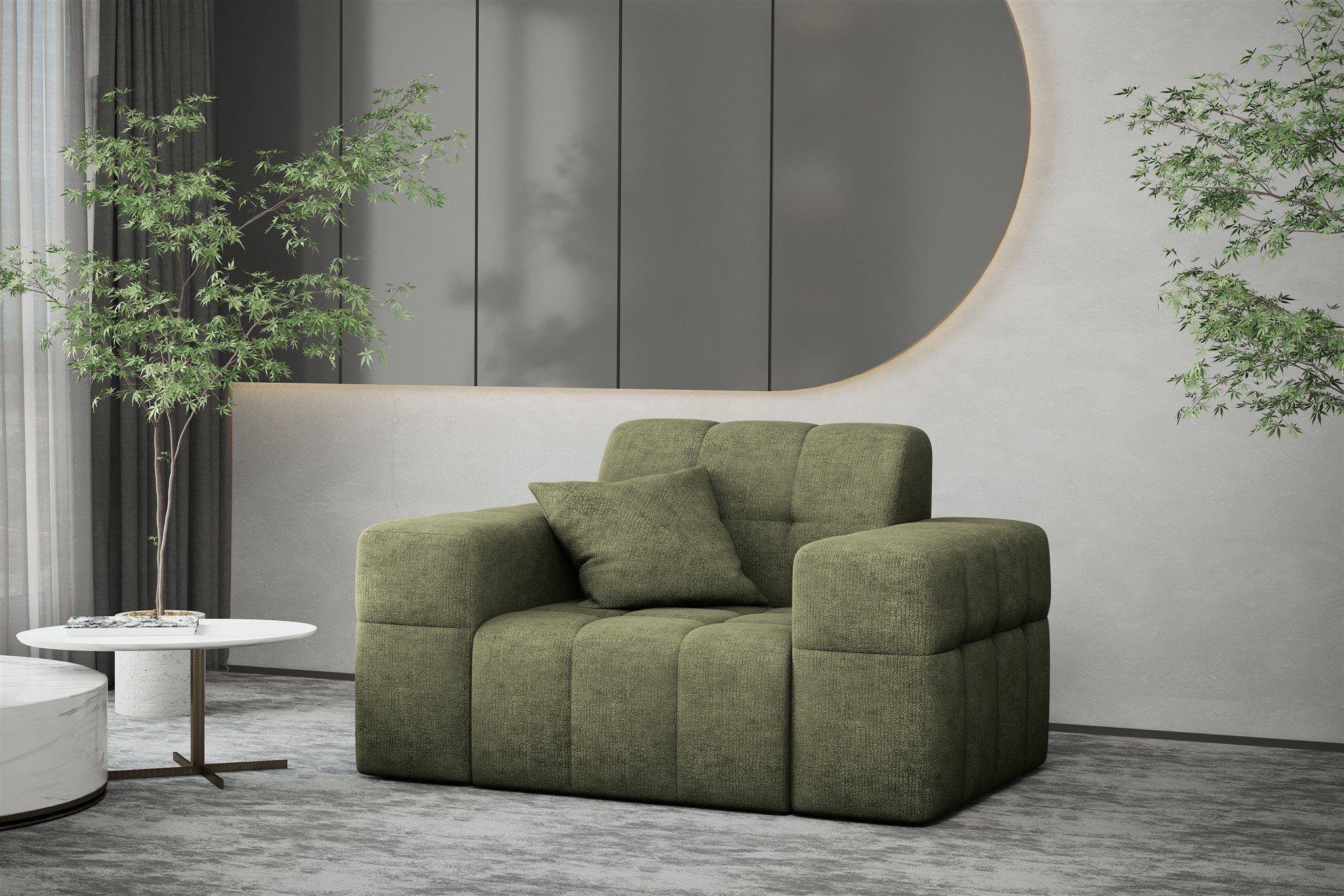 Fun Möbel Polstergarnitur Sofaset Designersofa NANCY 3-2-1 in Stoff Harmony, (Set, 3-tlg., inkl. 5 Zierkissen), Rundumbezug