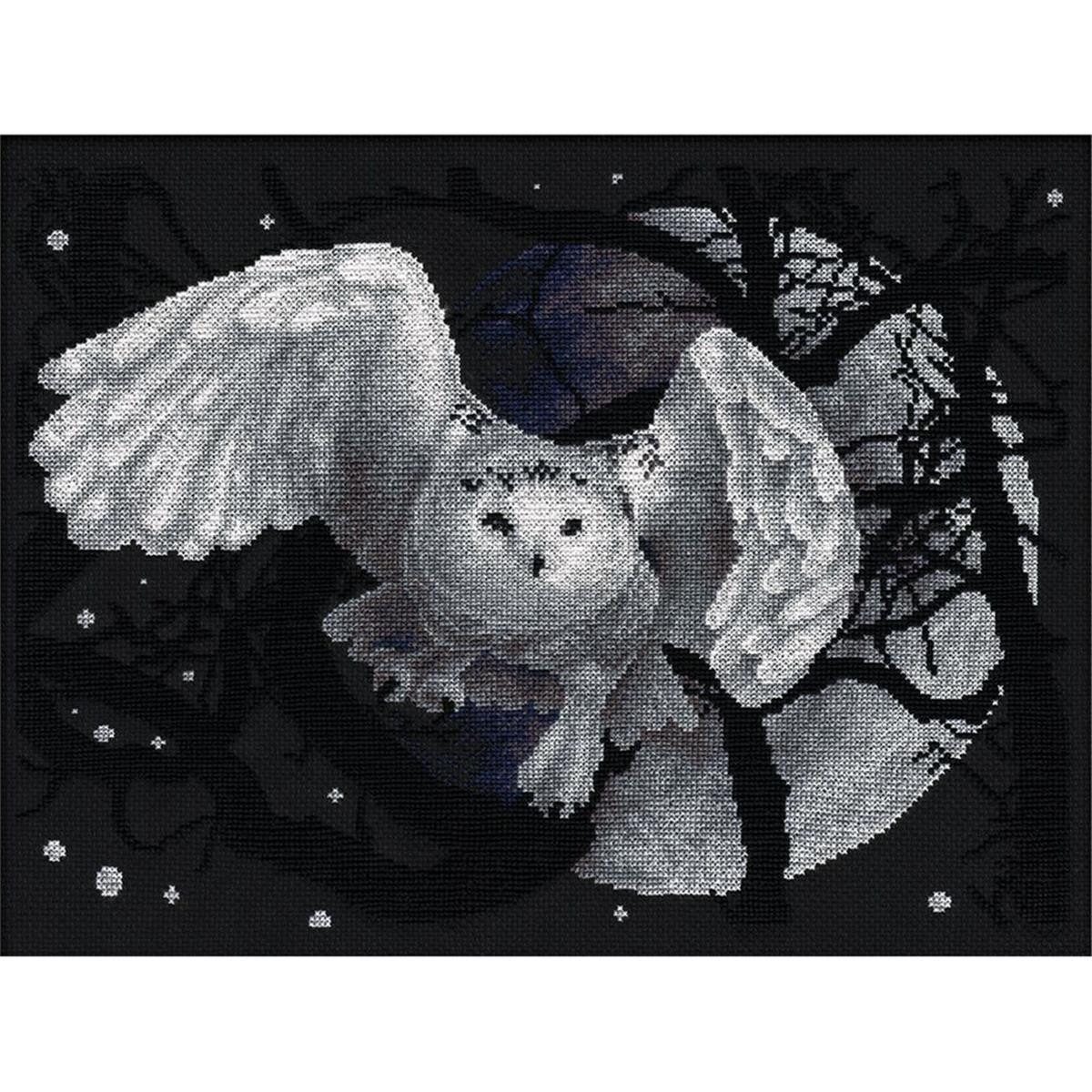 Panna Kreativset Panna Kreuzstichset "Weiße Eule" 36x27cm, Zählmuster, (embroidery kit by Marussia)