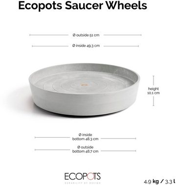 ECOPOTS Topfuntersetzer mit Rollen 60 Weißgrau, Zubehör für Ecopots Pflanzgefäße, für innen und außen: frostsicher, bruchsicher und lichtbeständig