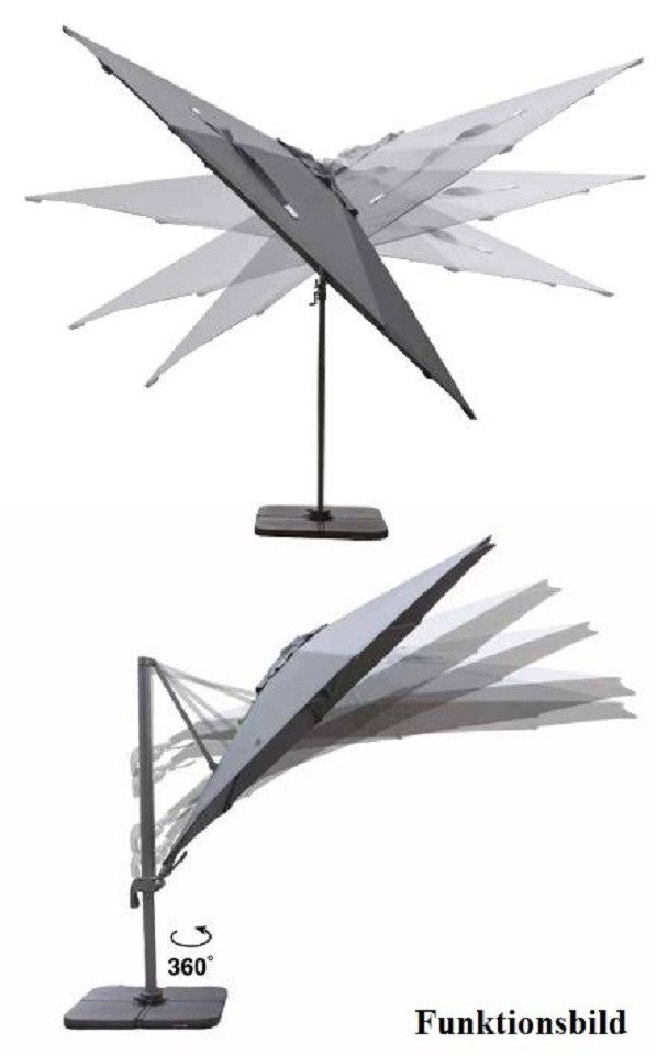 Thumbnail - Madison Ampelschirm 3x3 m hellgrau Monaco flex Sonnenschirm kippbar neigbar drehbar, LxB: 300,00x300,00 cm, Set, Ampelsc...