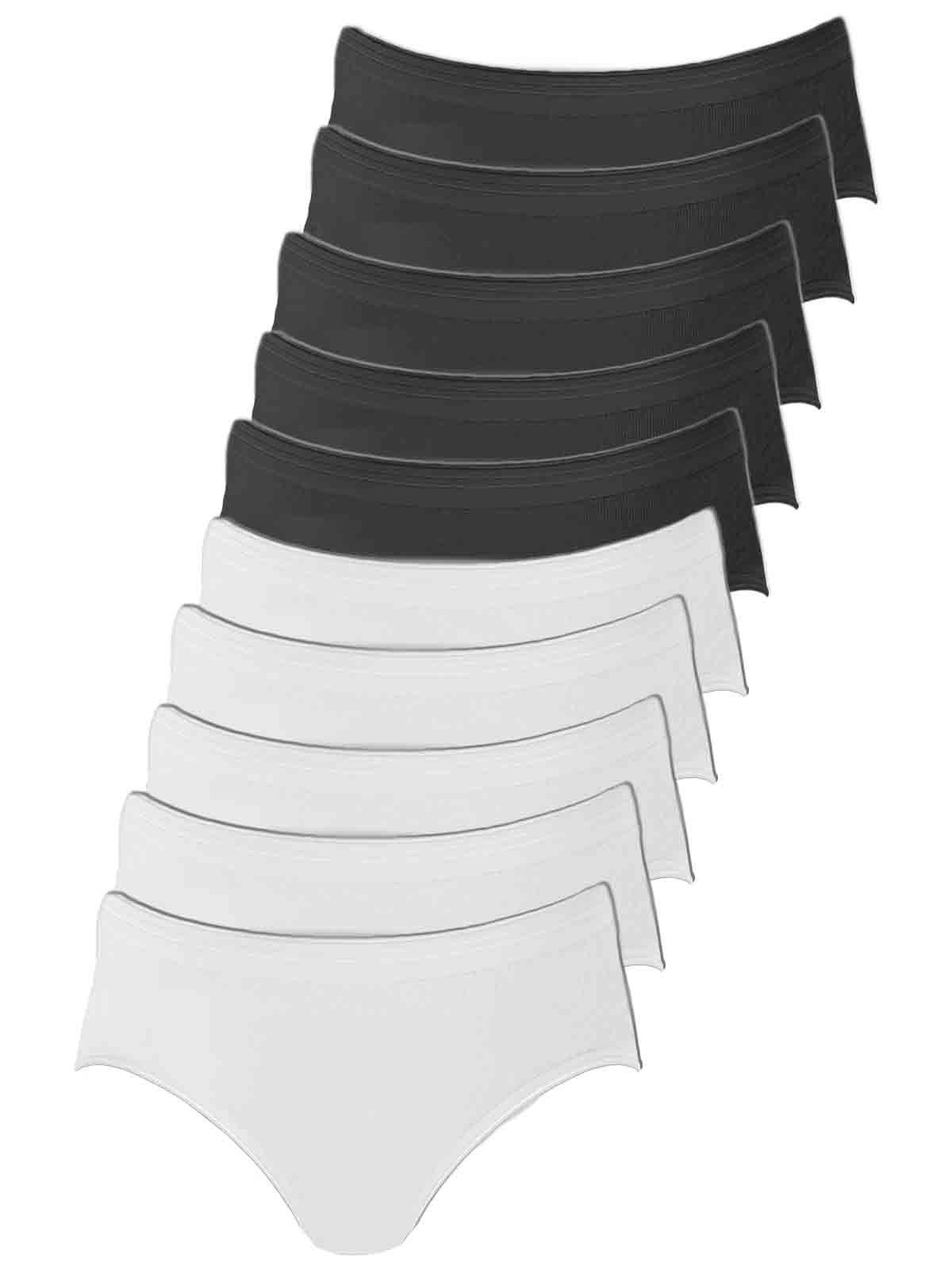 COMAZO Hüftslip 10er Pack Damen Hüftslip (Packung, 10-St) Zwickel haut-schwarz