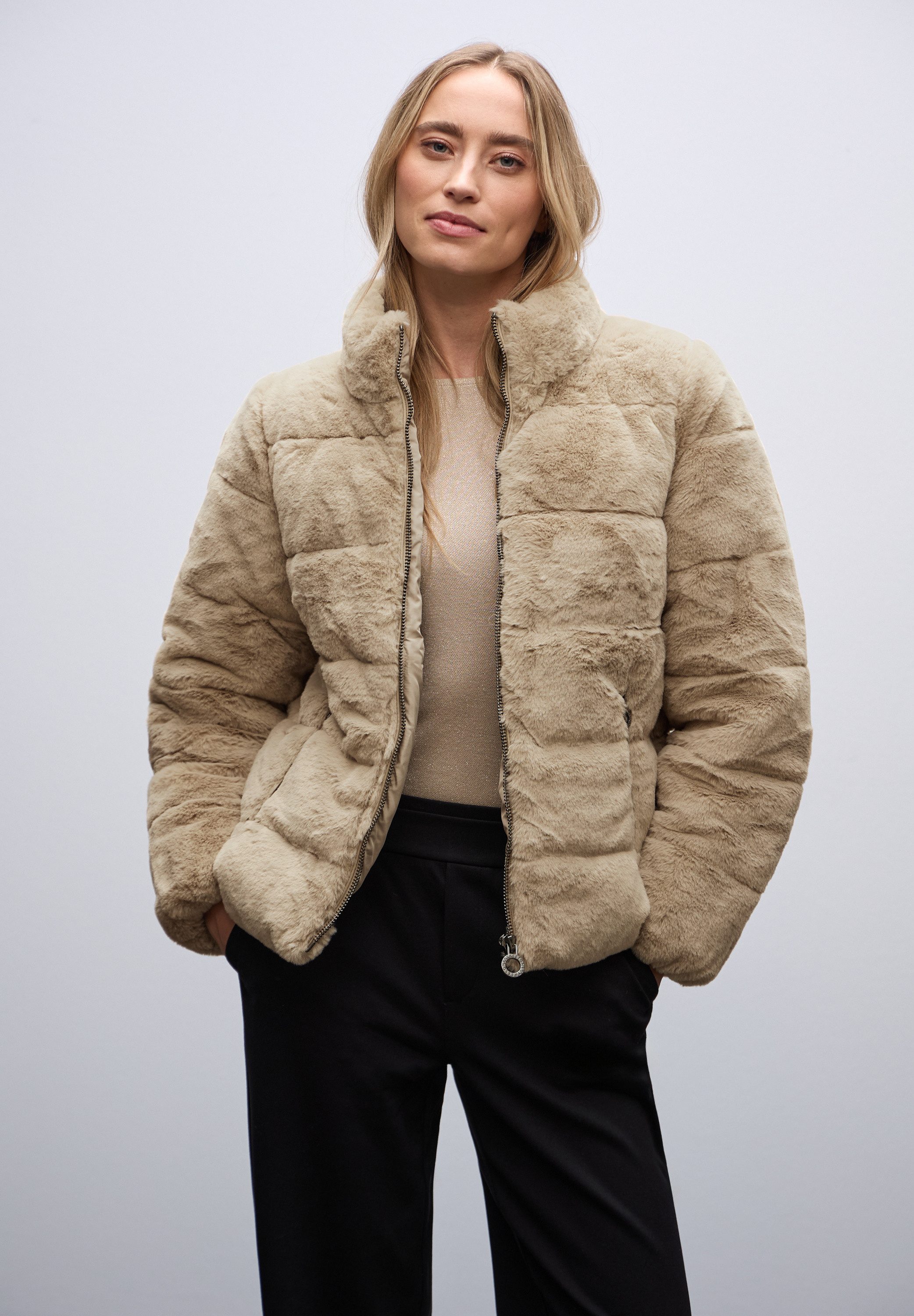 STREET ONE Fellimitatjacke mit Stehkragen