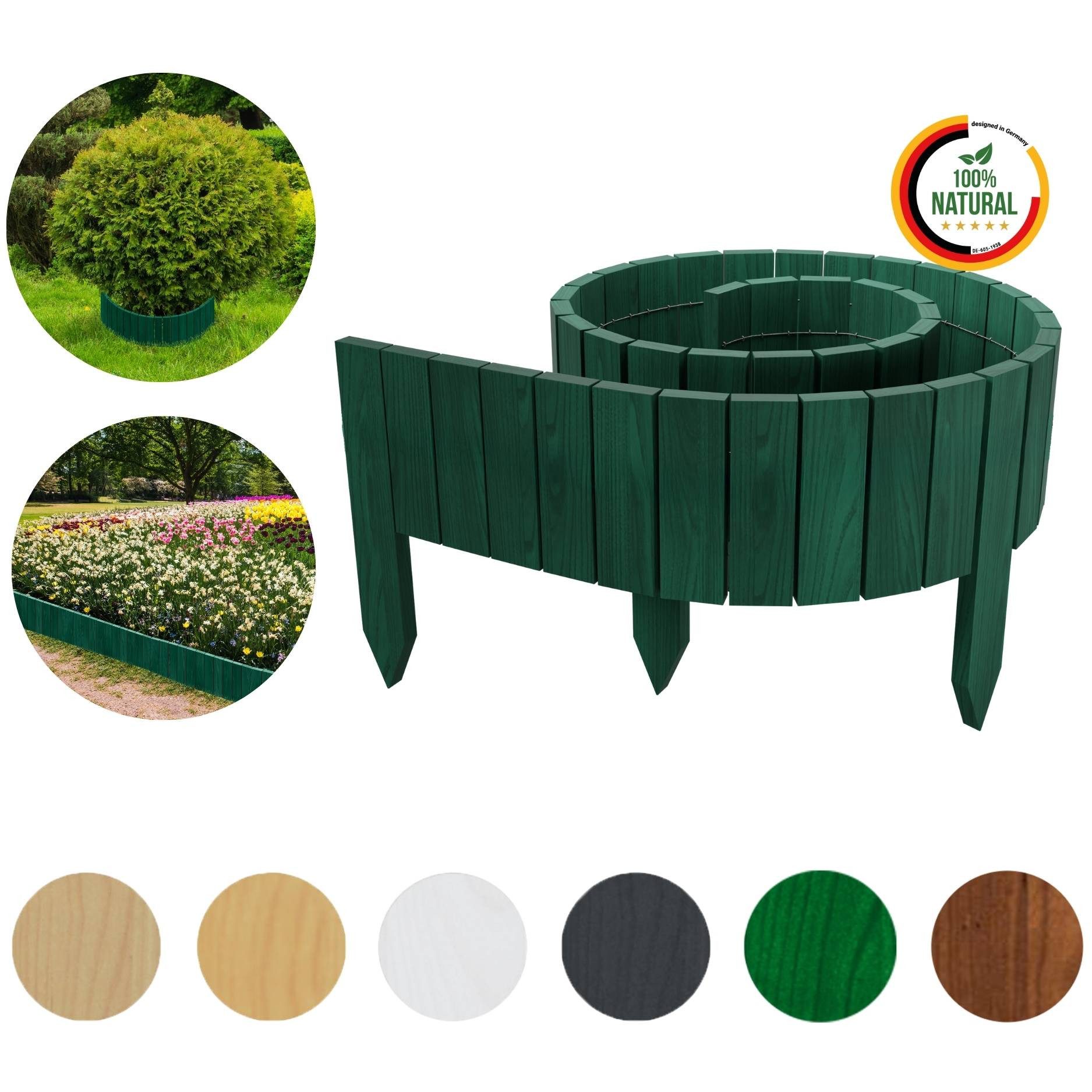 Floranica Palisade Beeteinfassung Flexibler Rollborder Rasenkante Beetumrandung Palisade, LxH: 200x10 cm, Grün, für Blumen und Kräutergarten, Vorgarten, Wege, Rasenbegrenzung