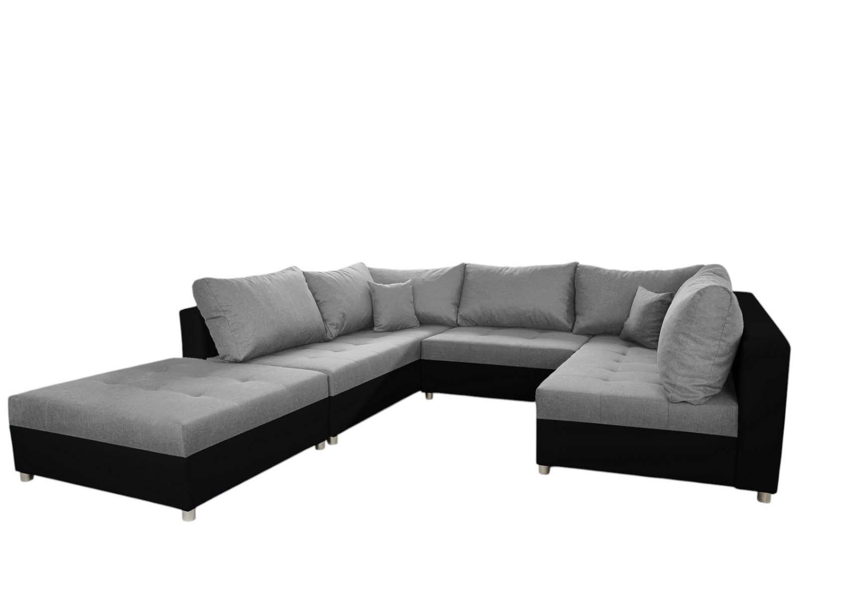 Fun Möbel Wohnlandschaft Sofa ANDRO mit Schlaffunktion - SPEED Weiß-Dunkelg günstig online kaufen
