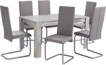 Homexperts Essgruppe Nitro, (Set, 7-tlg), Tisch - Breite 140 cm + 6 Stühle