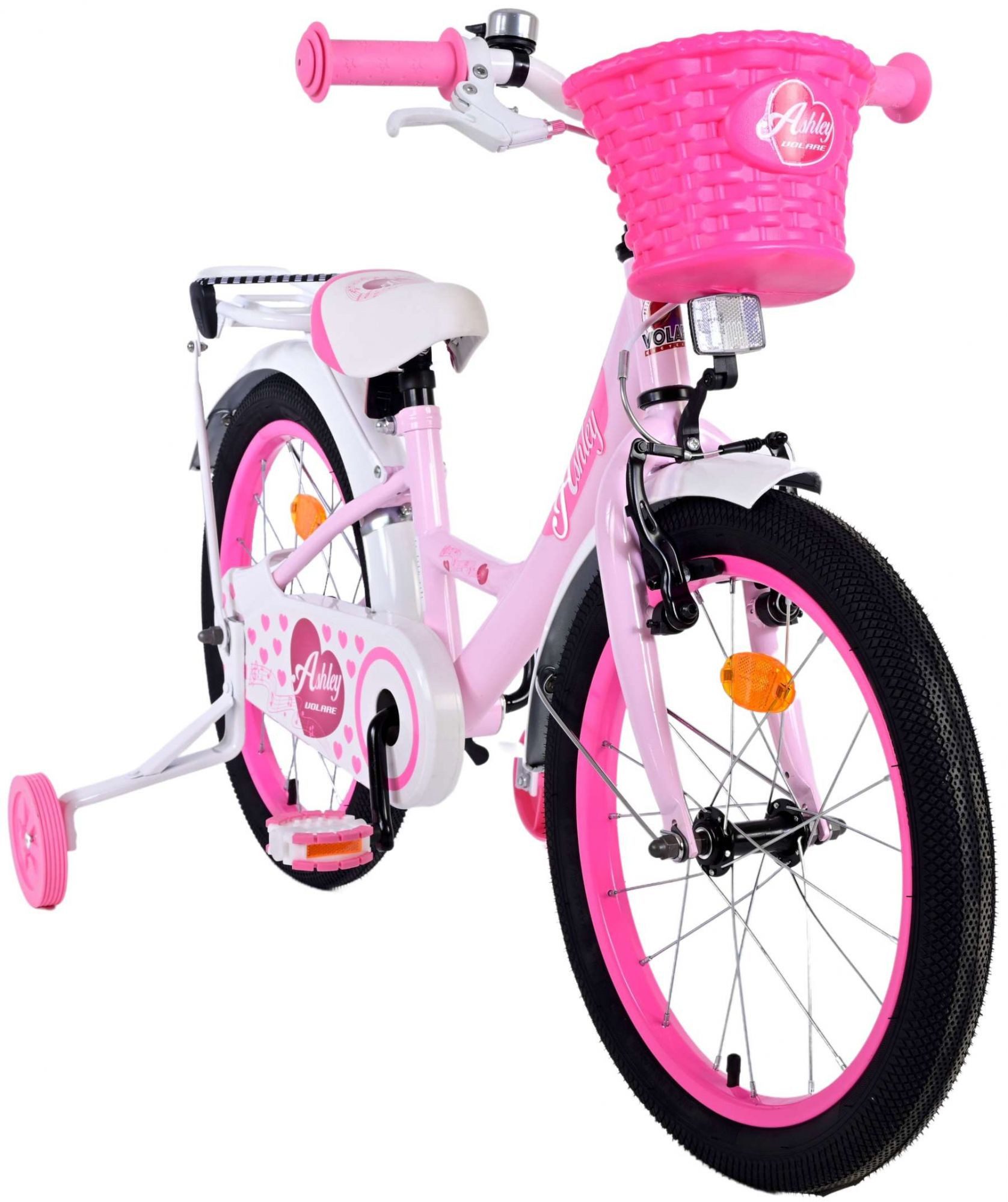 Volare Kinderfahrrad Volare Ashley - Mädchen - 18 Zoll - Rosa, Geschlossener Kettenschutz, abnehmbare Stützräder