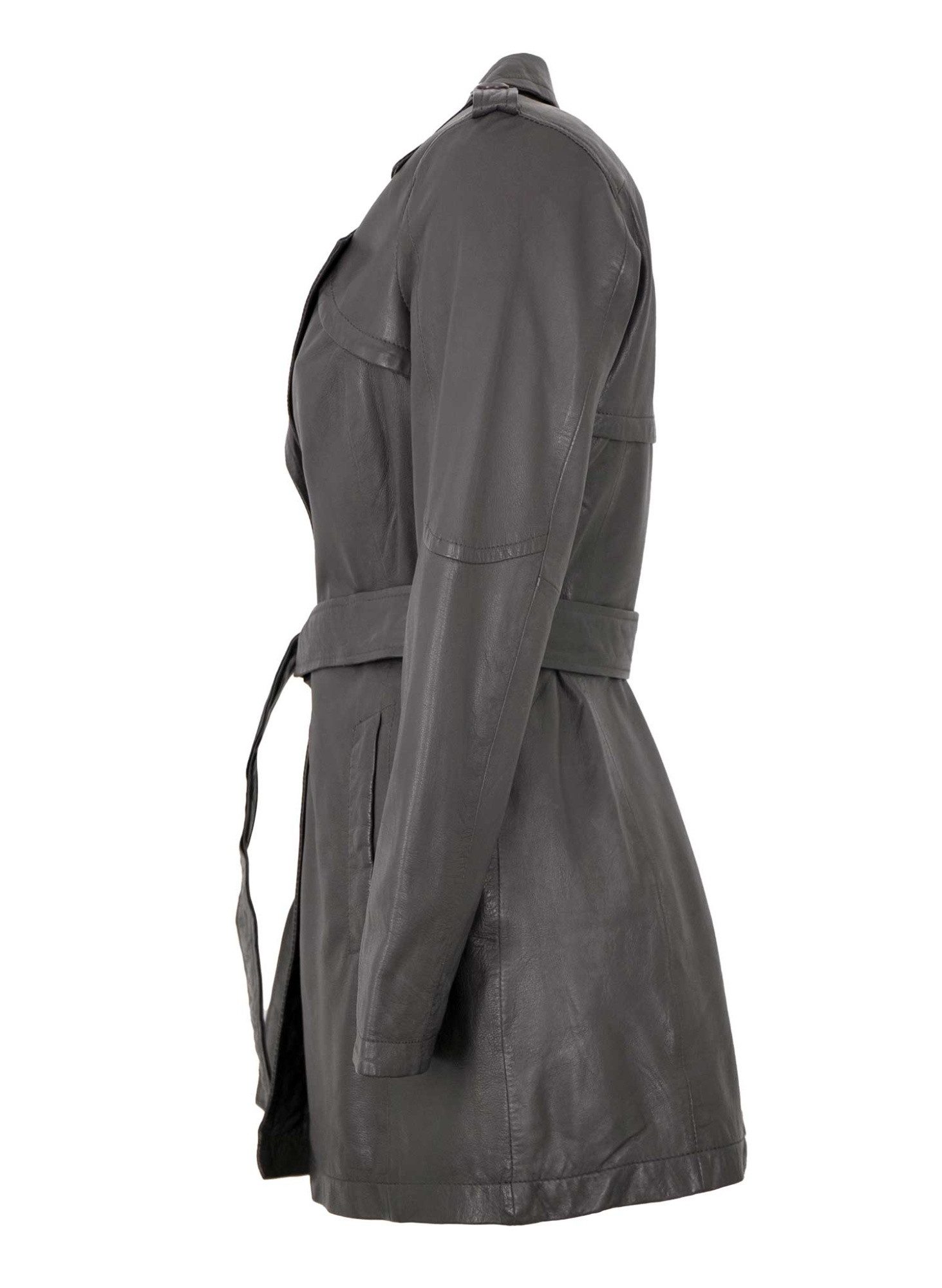 Jilani Lederjacke Hayley Jilani - Damen Ledermantel Lammnappa grau