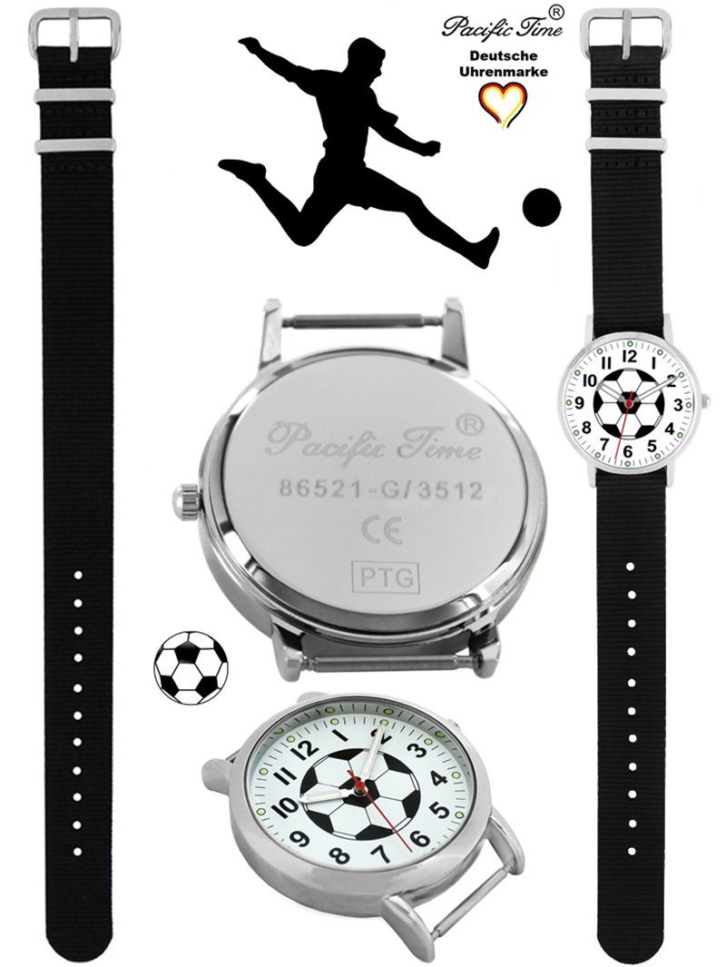 Mix Match Kinder und Wechselarmband, Pacific Fußball schwarz Versand - Time Quarzuhr Design Gratis Armbanduhr