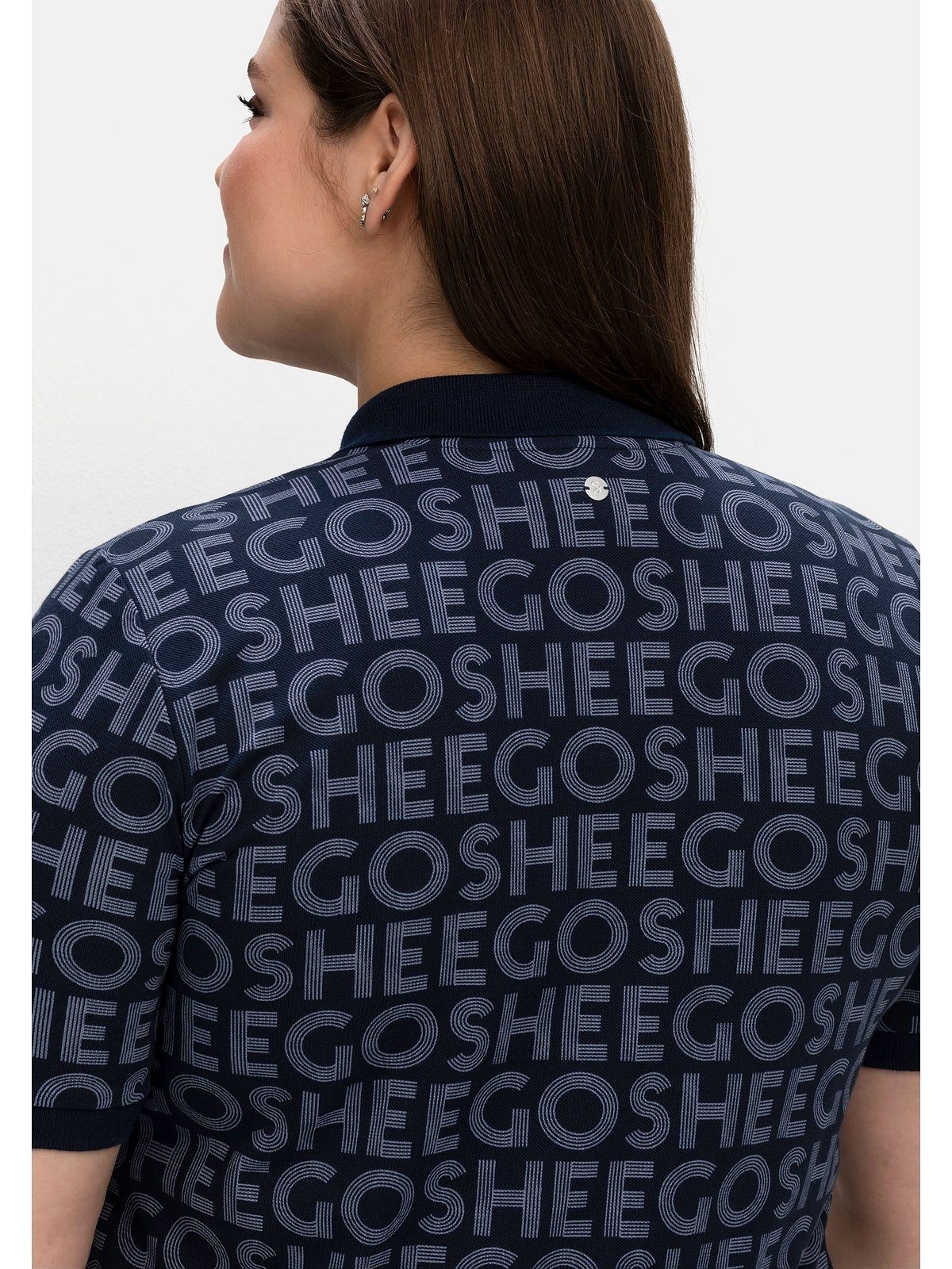 Waffelpiqué T-Shirt mit Alloverdruck, Größen aus Große Sheego