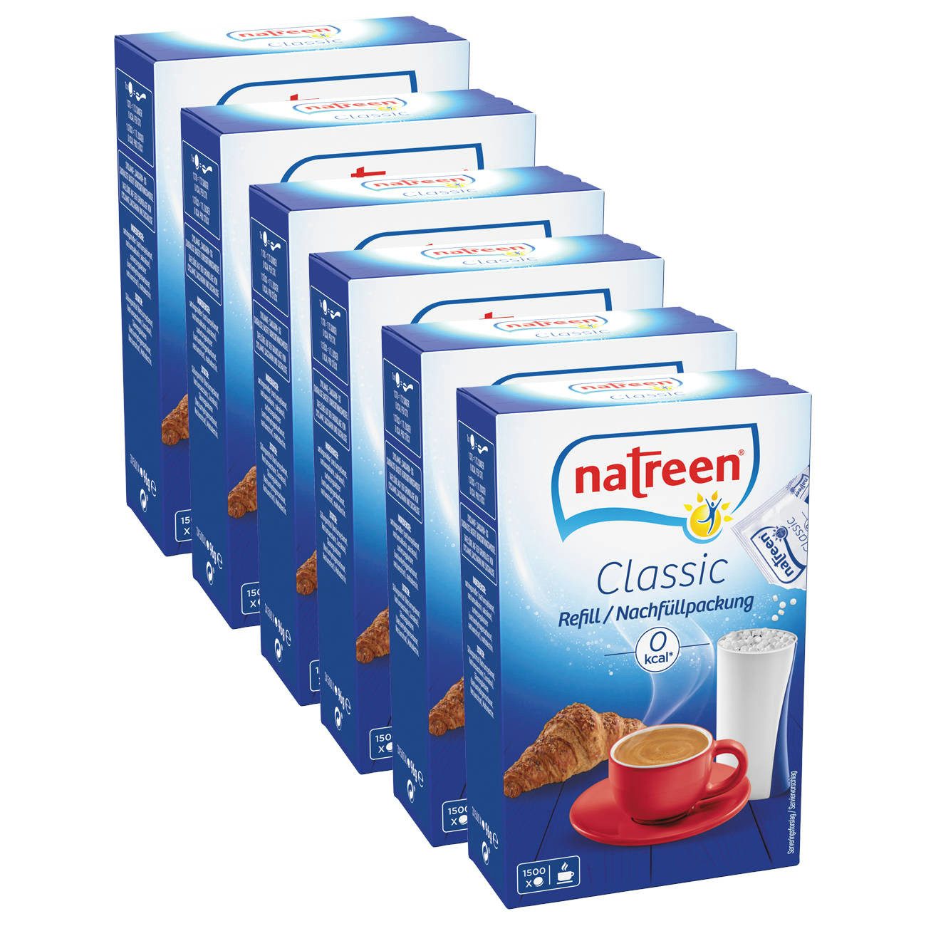 NATREEN Süßungsmittel Süßstoff Classic Feine Süße Refill Tafelsüße 6x1500 Stück Nachfüllpack, (Packung, 6er Pack)