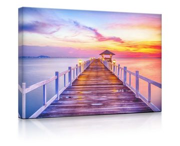 lightbox-multicolor LED-Bild Steg ins Meer bei Sonnenuntergang front lighted / 60x40cm, Leuchtbild mit Fernbedienung