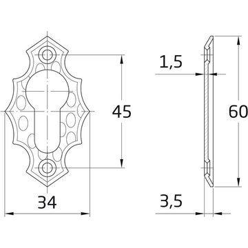 MS Beschläge Türbeschlag Schlossrosette schmiedeeiserne Optik BB PZ Rosette