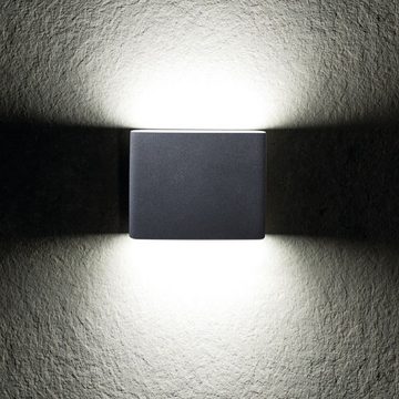 Licht-Erlebnisse Außen-Wandleuchte GLED, LED, Neutralweiß, LED Außenwandleuchte Up Down Grau Hof Garten 4000 K 300 lm Aluminium