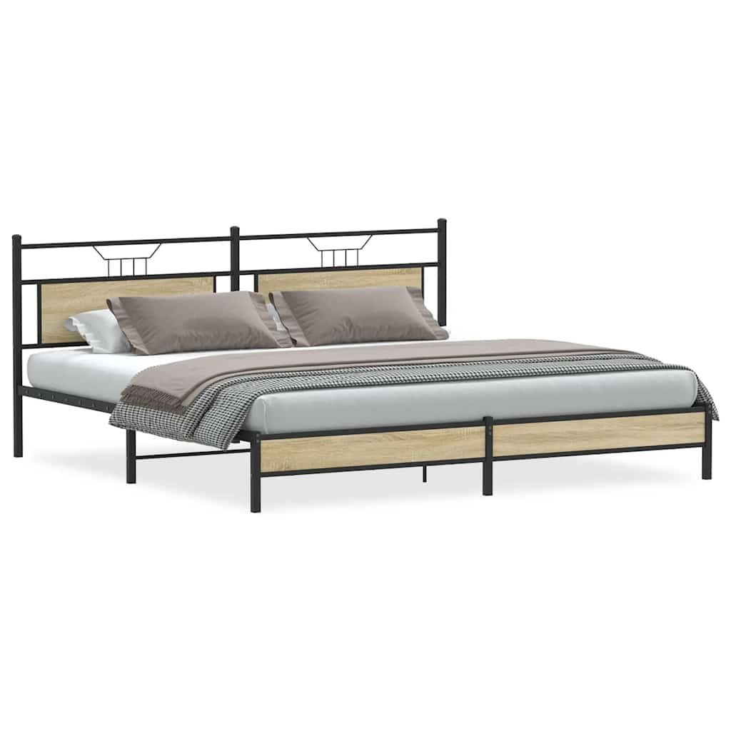 vidaXL Bett Metallbett ohne Matratze Sonoma-Eiche günstig online kaufen