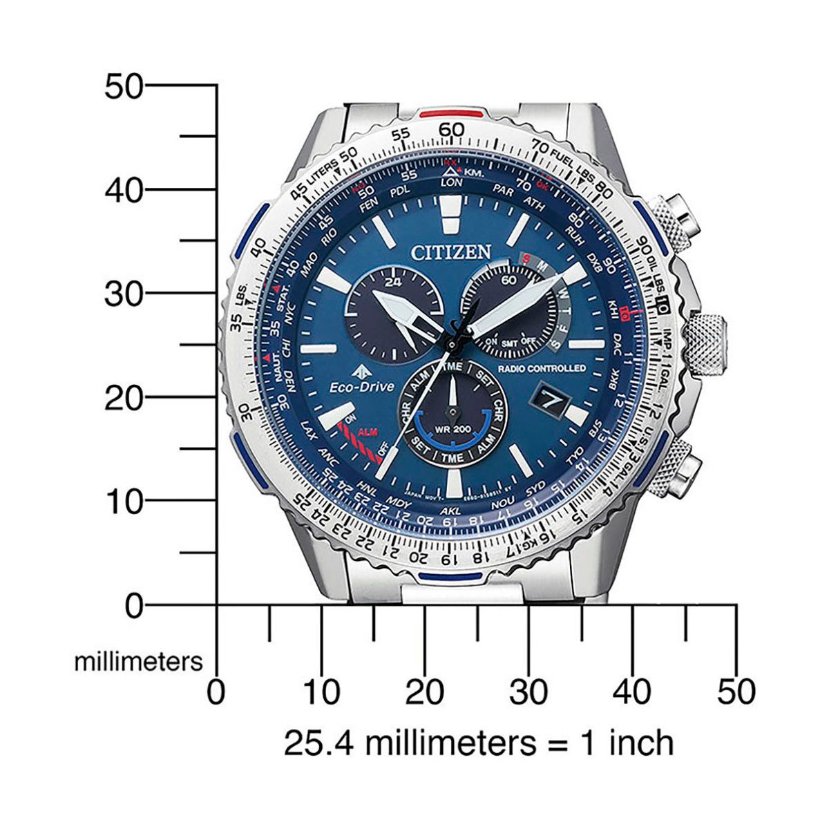 Citizen Funkchronograph Promaster Sky CB5000-50L, Armbanduhr, Herrenuhr, Solar, Stoppfunktion, bis 20 bar wasserdicht – Bild 2 von 4