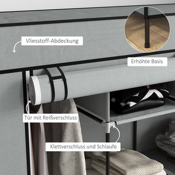 HOMCOM Stoffschrank Kleiderschrank Faltschrank mit Kleiderstange, 10 Fächern, 4 Schubladen (Kleiderstangen, 1-St., Stoffschrank) Dunkelgrau, 166 x 42,5 x 169,5 cm