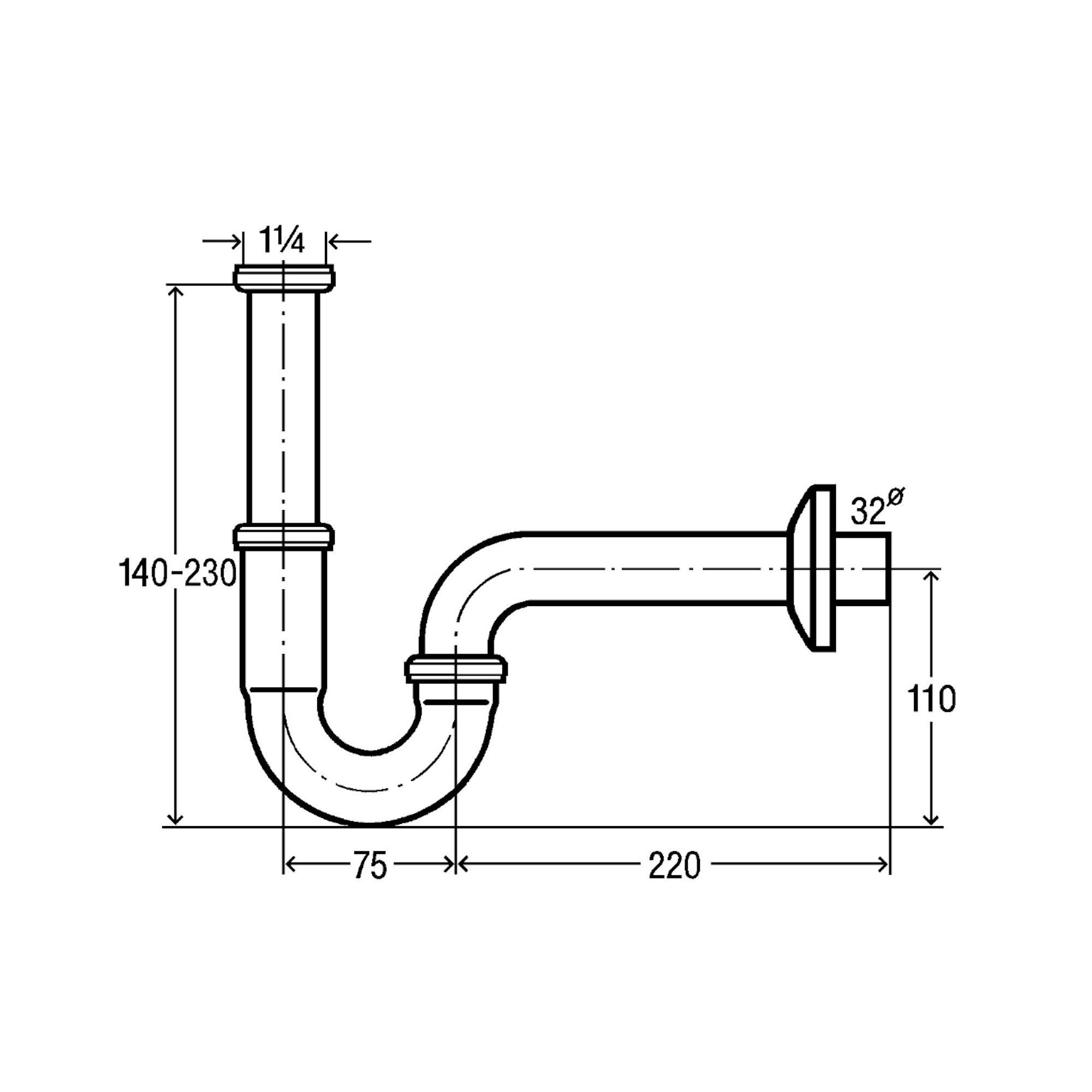 Viega Ablaufgarnitur Viega Röhrengeruchsverschluss 1 1/4" x 32mm, extra lang 101 572