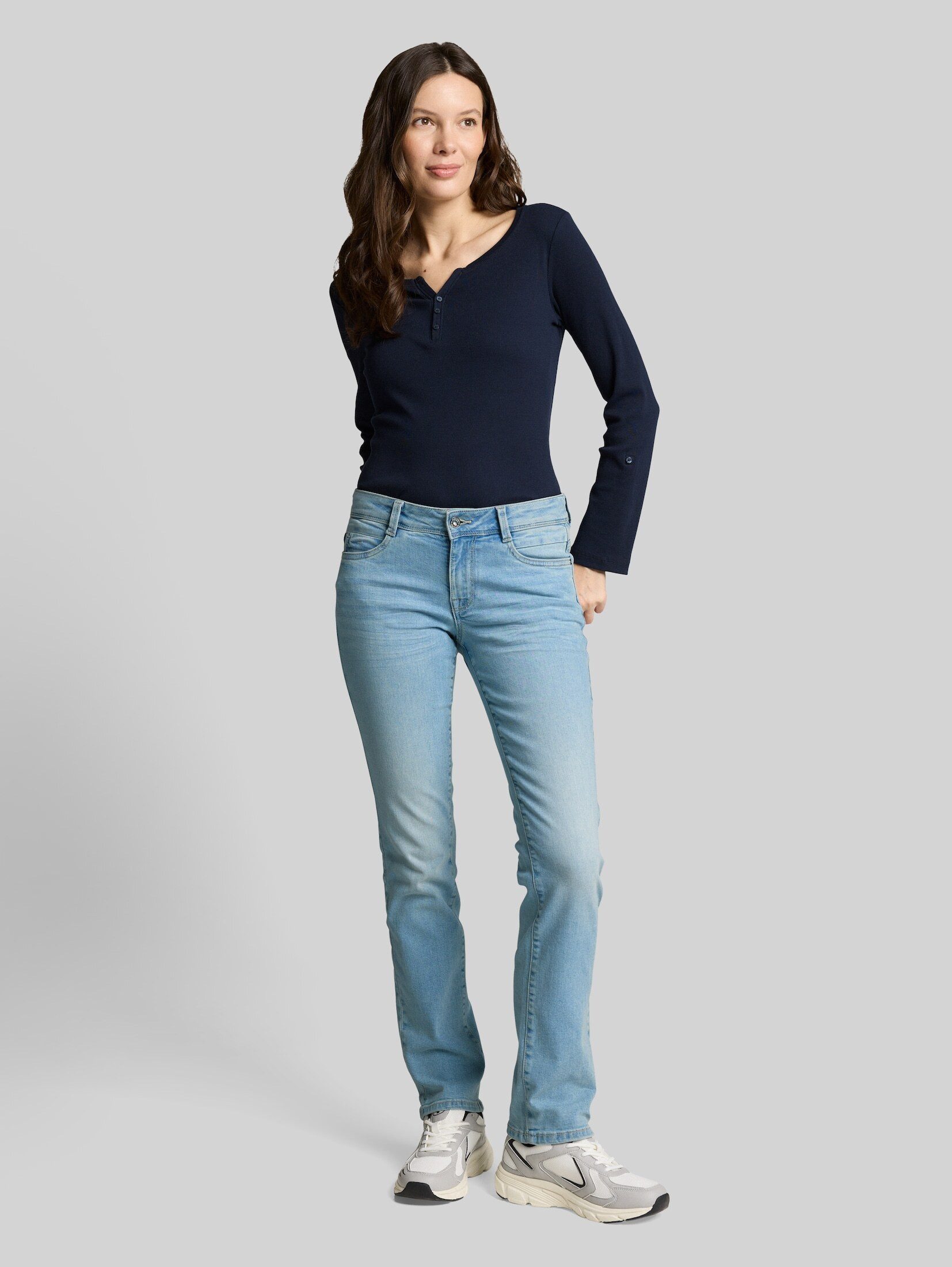 TOM TAILOR Straight-Jeans Jeanshosen TTLIVA STRAIGHT Jeans mit Stretch