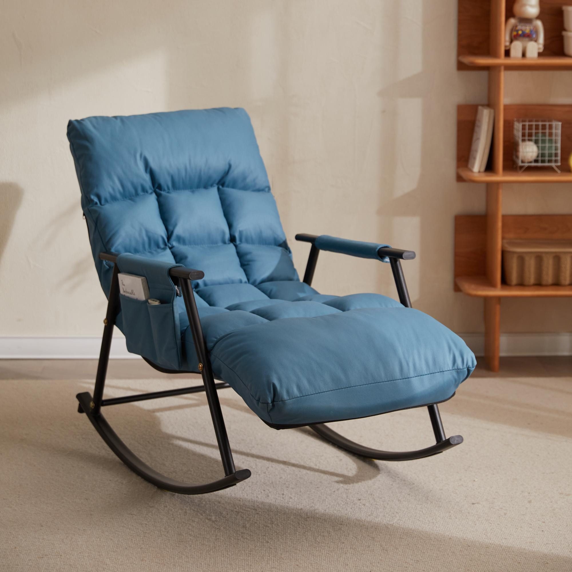 POPOLIC Schaukelstuhl Ergonomischer Schaukelstuhl/Liegesessel 140x60x96cm - Verstellbar