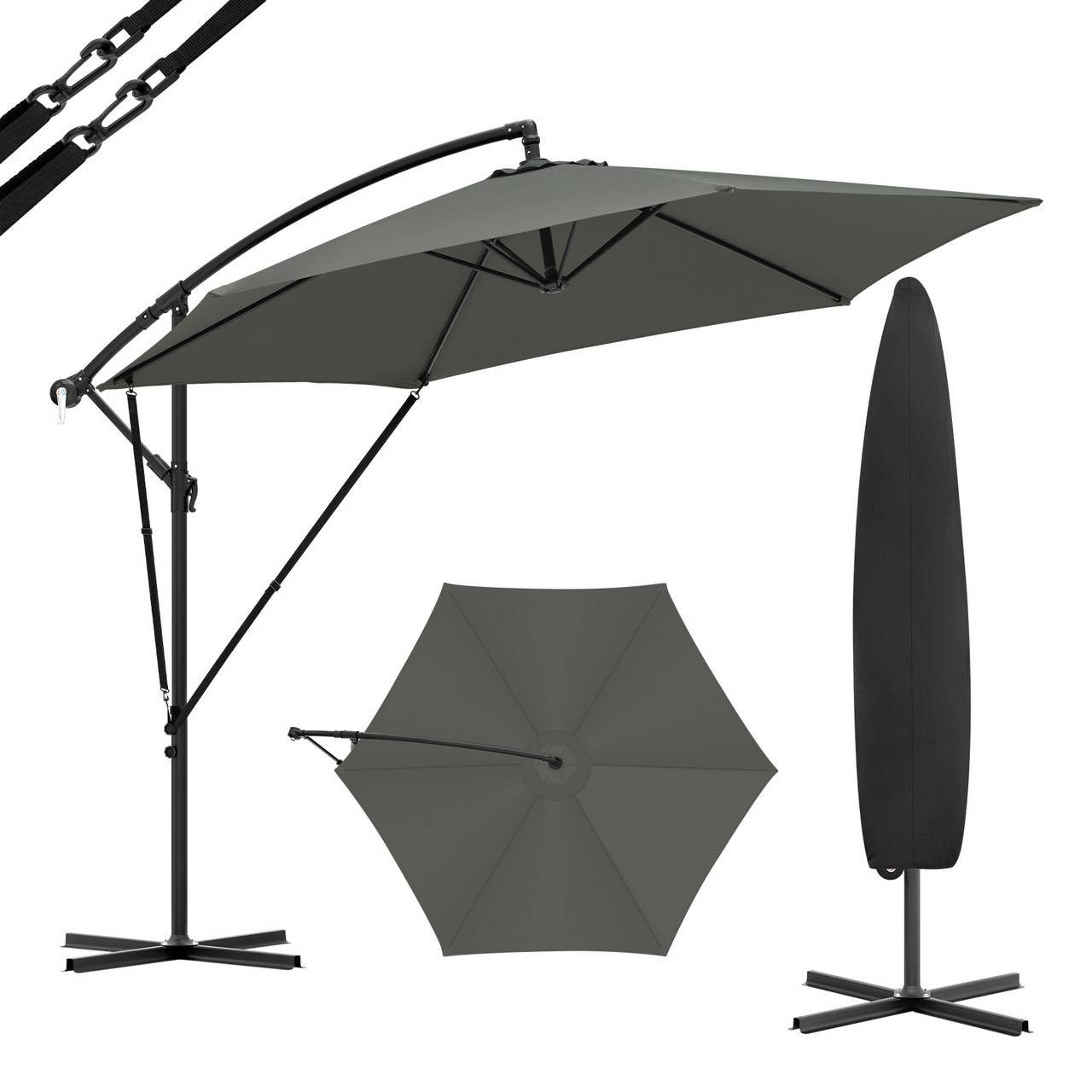 Woltu Sonnenschirm, φ310cm, UV-Schutz Strandschirm, Neigbar und Tragbar, mit Abdeckung