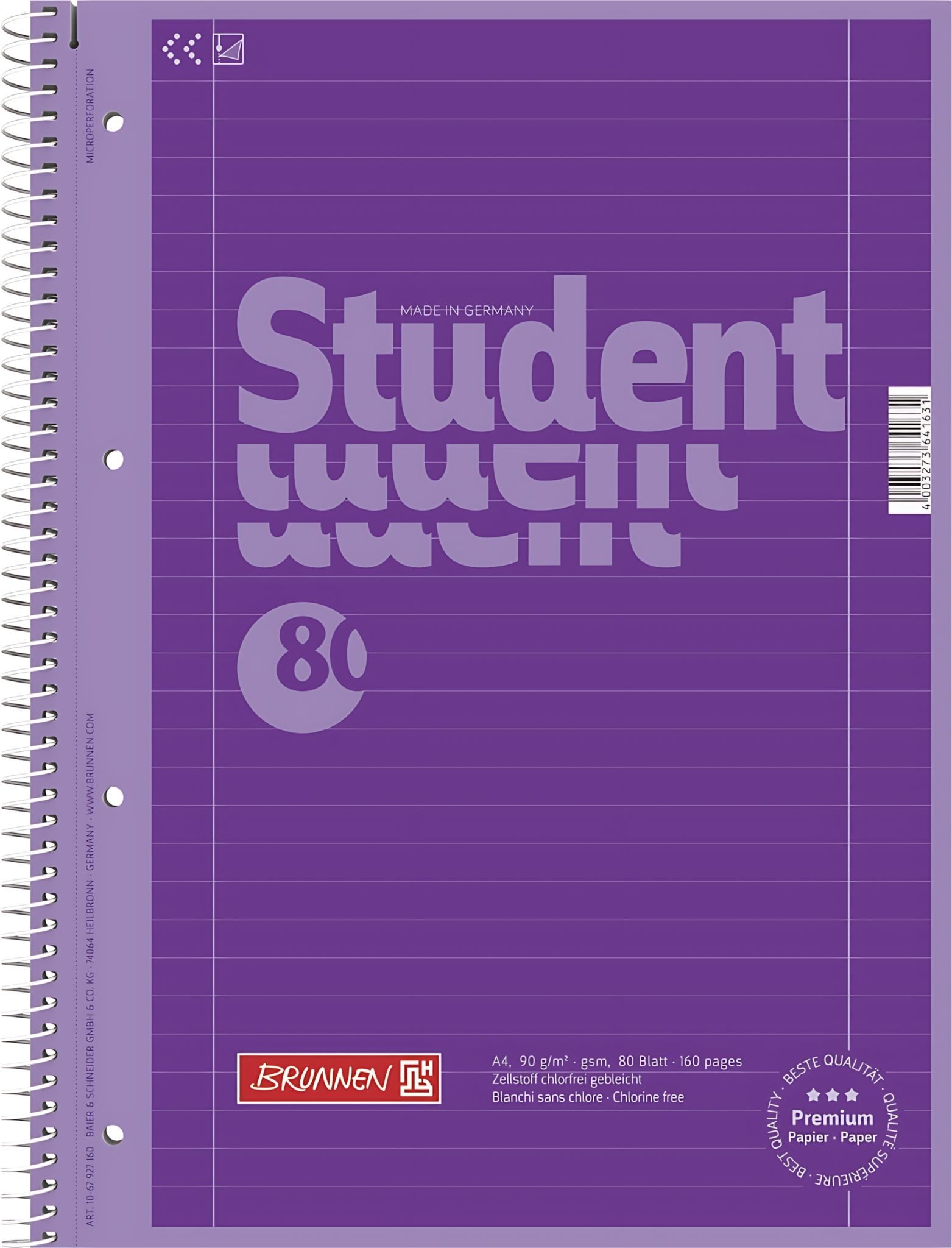 BRUNNEN Collegeblock BRUNNEN Collegeblock A4 purple Lineatur 27 1067927160