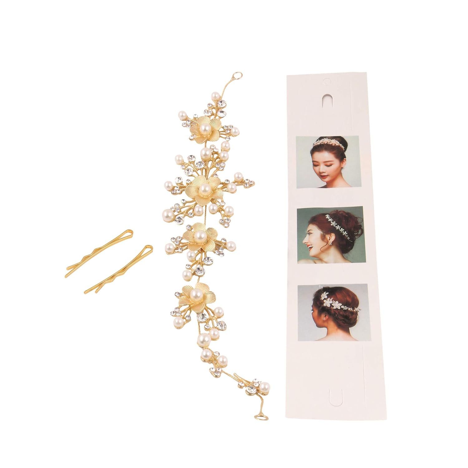 YouBella Haarclip Floral Stein Haar Rebe Für Frauen, Inhalt der Box: Haar Rebe x 1, Haar-Accessoire für Braut Hochzeit Funktionen Brautjungfer, Material: Kunststoff, Elegante Erscheinung