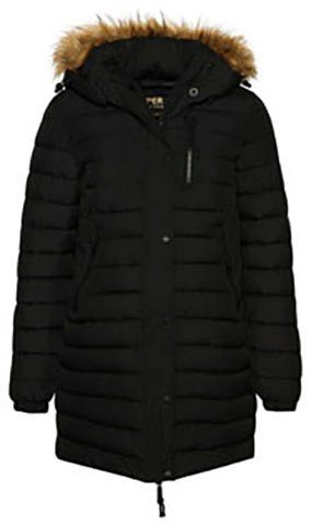 Superdry Steppjacke FUJI HOODED Black LENGTH PUFFER MID