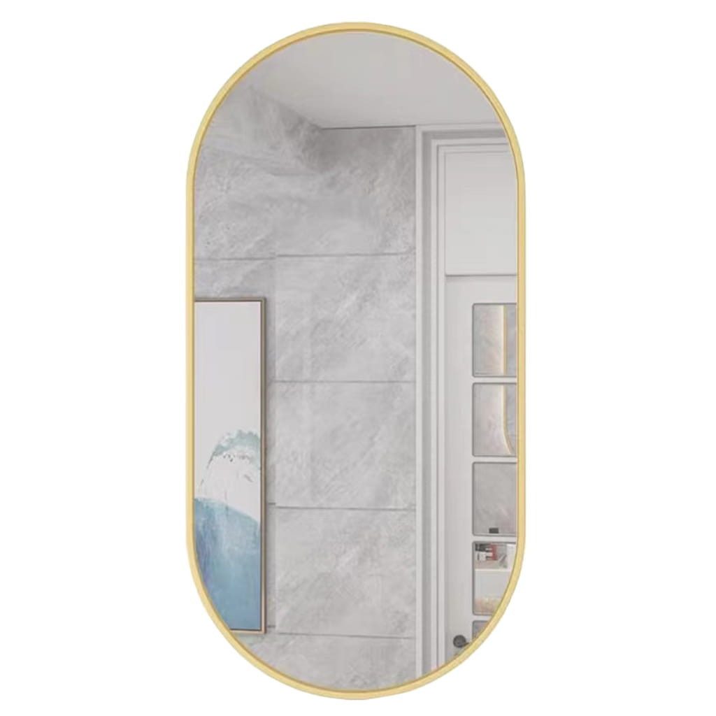 Best for Home Badspiegel Best For Home Ovaler Spiegel 80x40 cm – Gold, elegant & modern (Einzelstück, 1-St., Wandspiegel inkl), Ovaler Designspiegel, Goldrahmen, verzerrungsfreies Spiegelglas