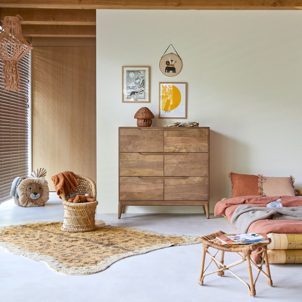 Tikamoon Kommode Kinderkommode Gabrielle aus massivem Mangoholz