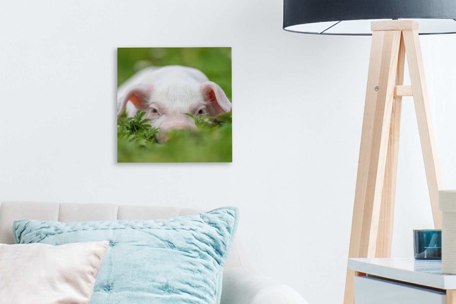 Schlafzimmer Bilder Leinwand für (1 Wohnzimmer Leinwandbild Tiere St), Groß, OneMillionCanvasses® - Schwein -