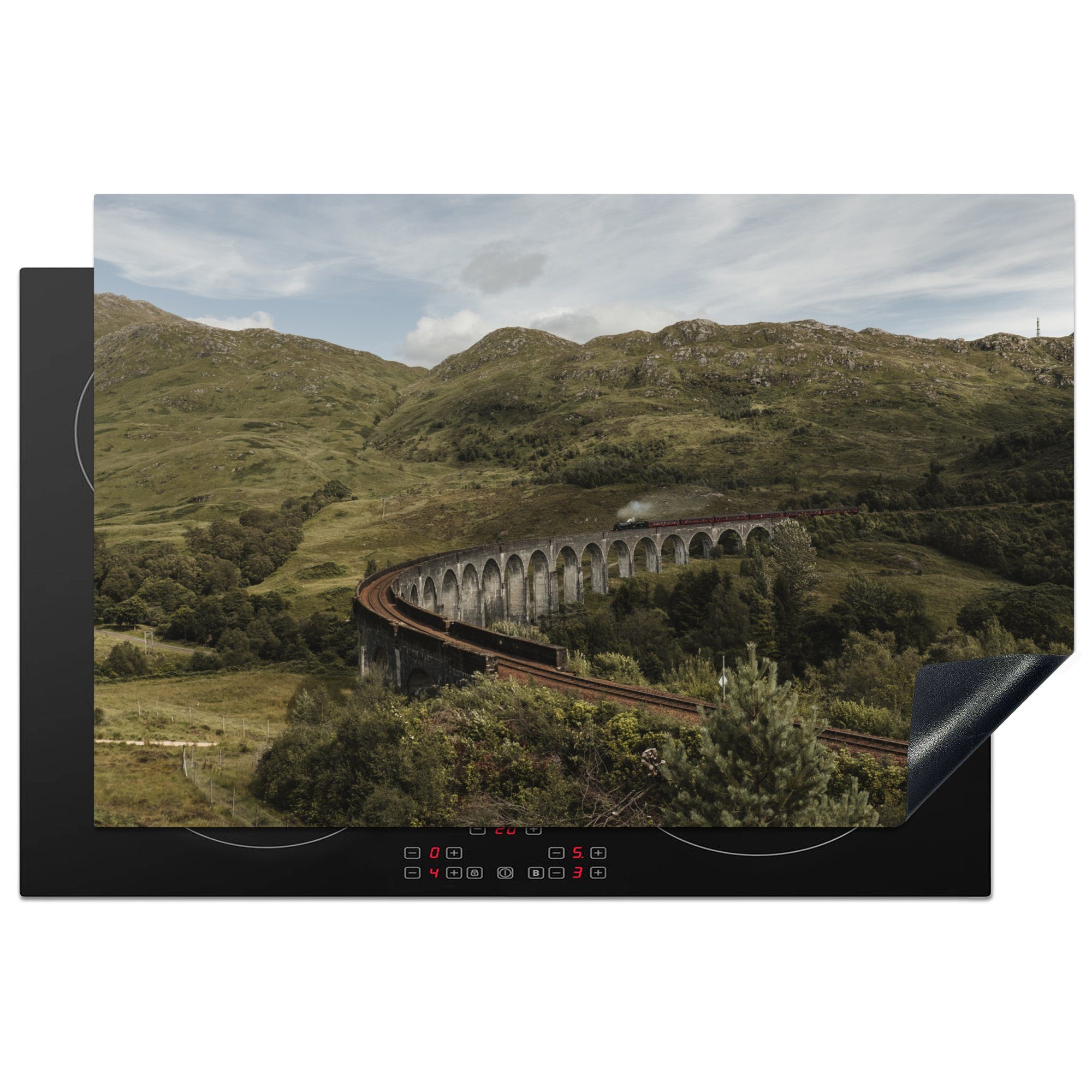 MuchoWow Herdblende-/Abdeckplatte Schottland - Brücke - Natur, Vinyl, (1 tlg), 81x52 cm, Induktionskochfeld Schutz für die küche, Ceranfeldabdeckung