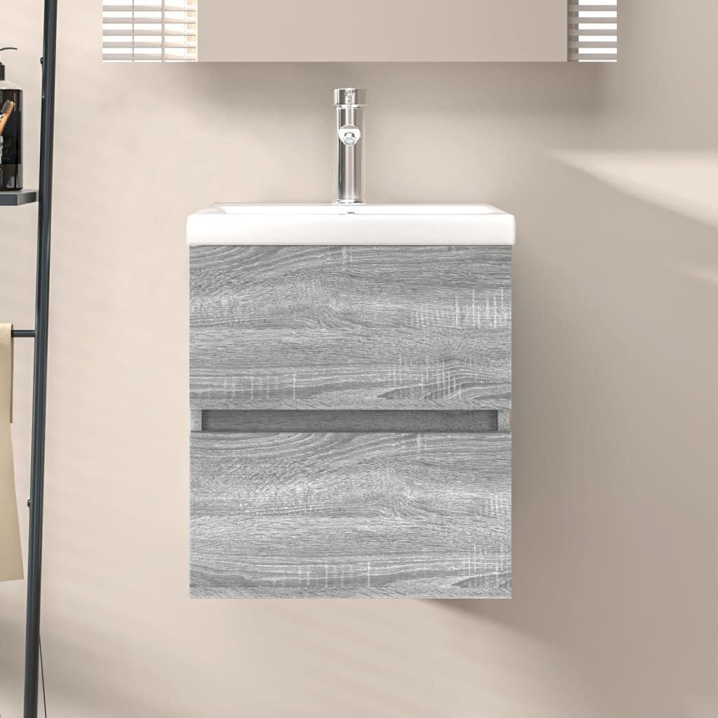 vidaXL Waschtisch 41 x 385 x 45 cm Waschbeckenschrank Grau Sonoma 41x38,5x45 cm Spanplat