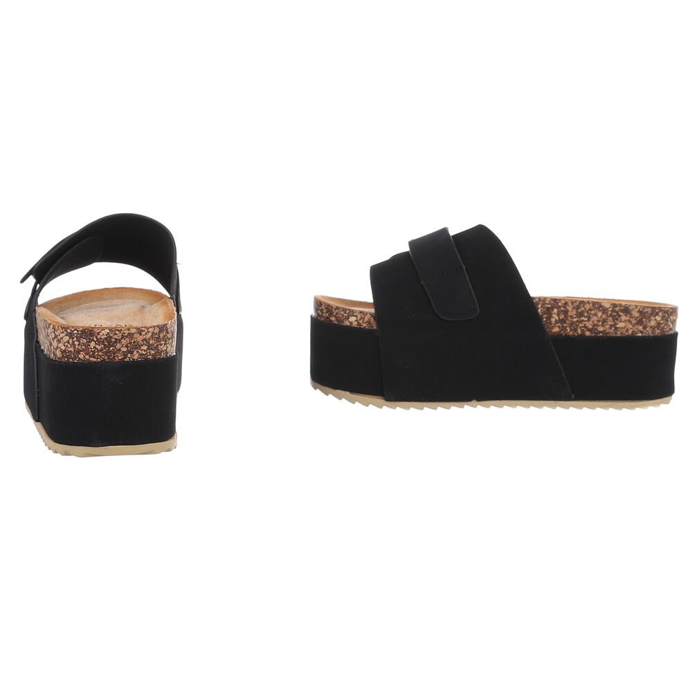 Ital-Design Bequeme Plattformsandalen für den Sommer Plateausandaletten (89319280) Flach Pantoletten in Schwarz