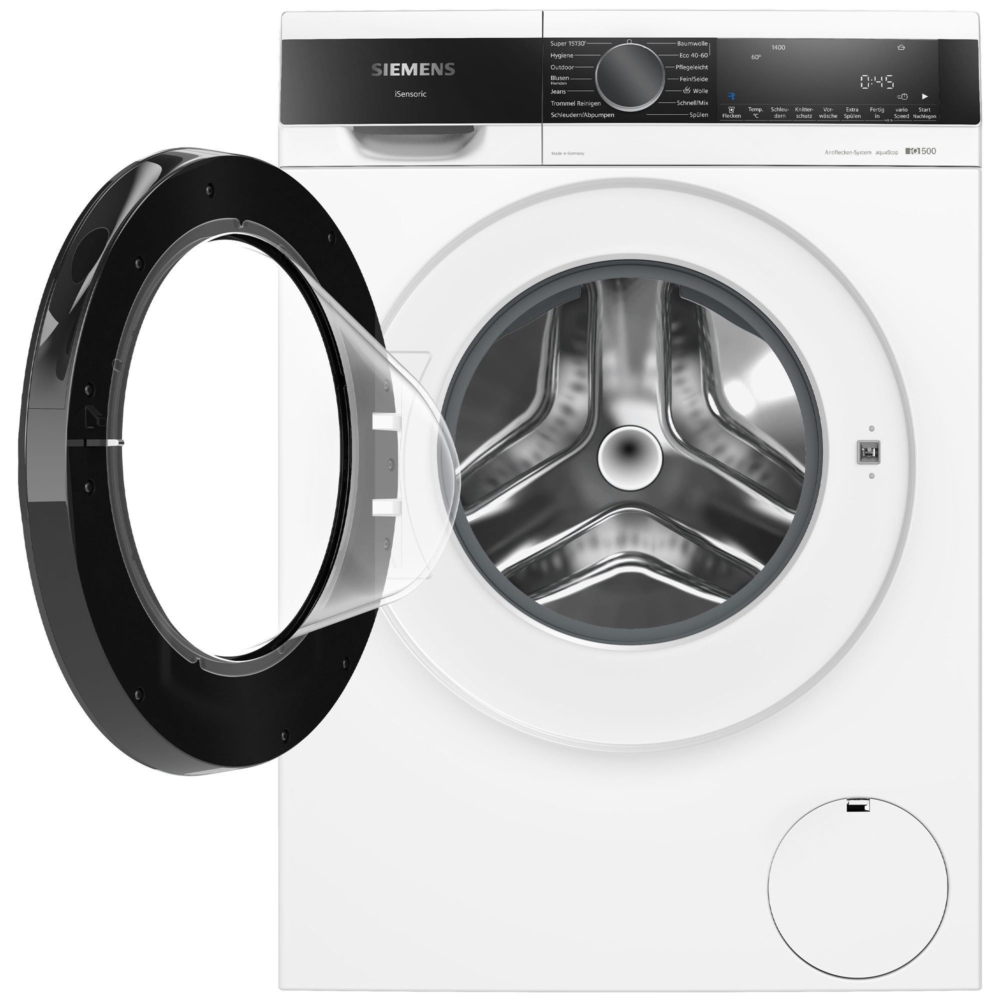 SIEMENS Waschmaschine iQ500 WG44G21ECO, 9 kg, 1400 U/min, speedPack L: Programme beschleunigen oder in nur 15 Minuten waschen – Bild 4 von 5
