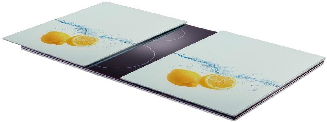 Zeller Present Schneide- und Abdeckplatte Lemon Splash, ESG-Sicherheitsglas, (Set, 2 tlg), aus ESG-Sicherheitsglas hergestellt